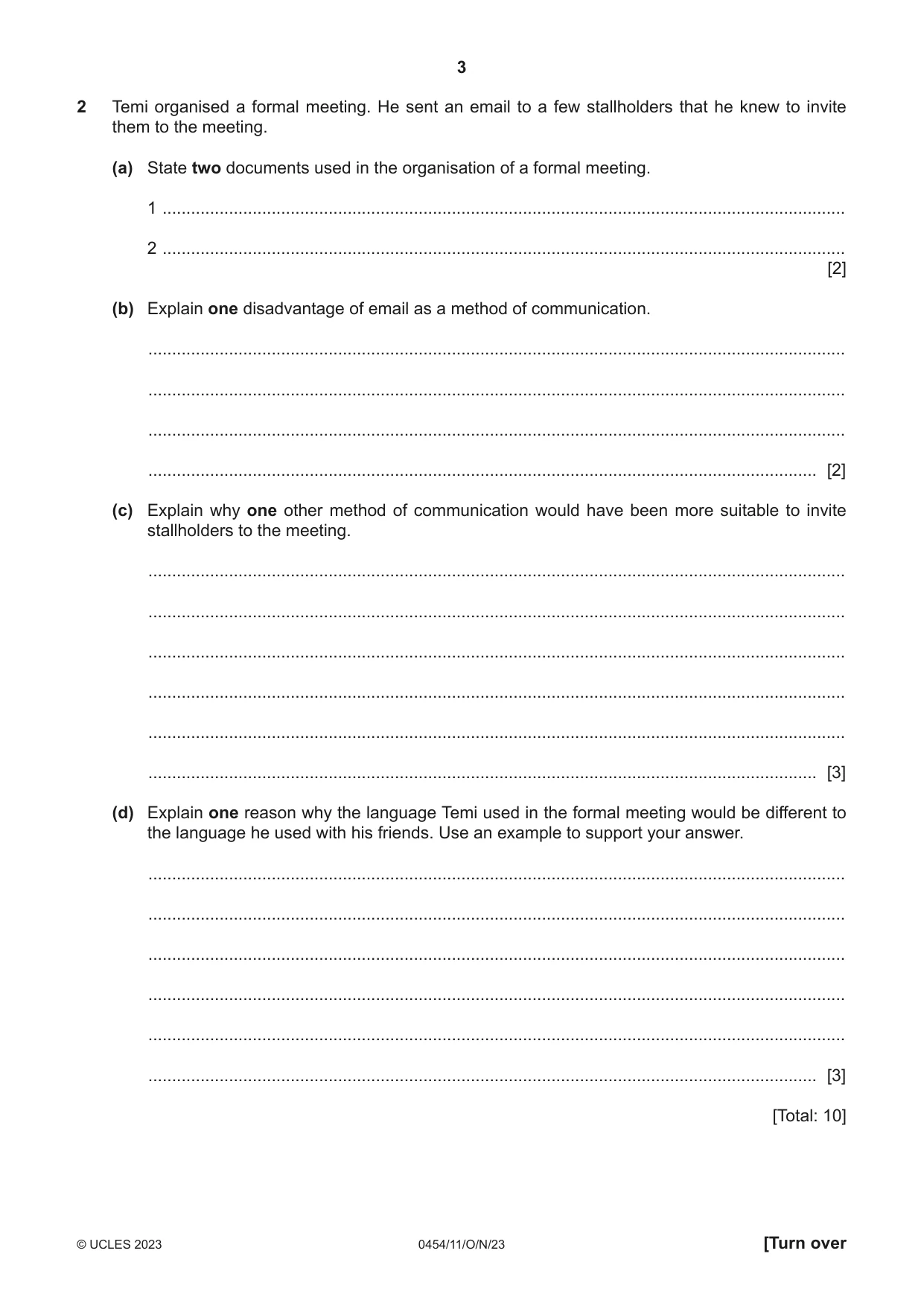 Cambridge IGCSE Enterprise 0454 2023 Oct/Nov Paper 1 · Variant 1 question paper, page 3 of 16