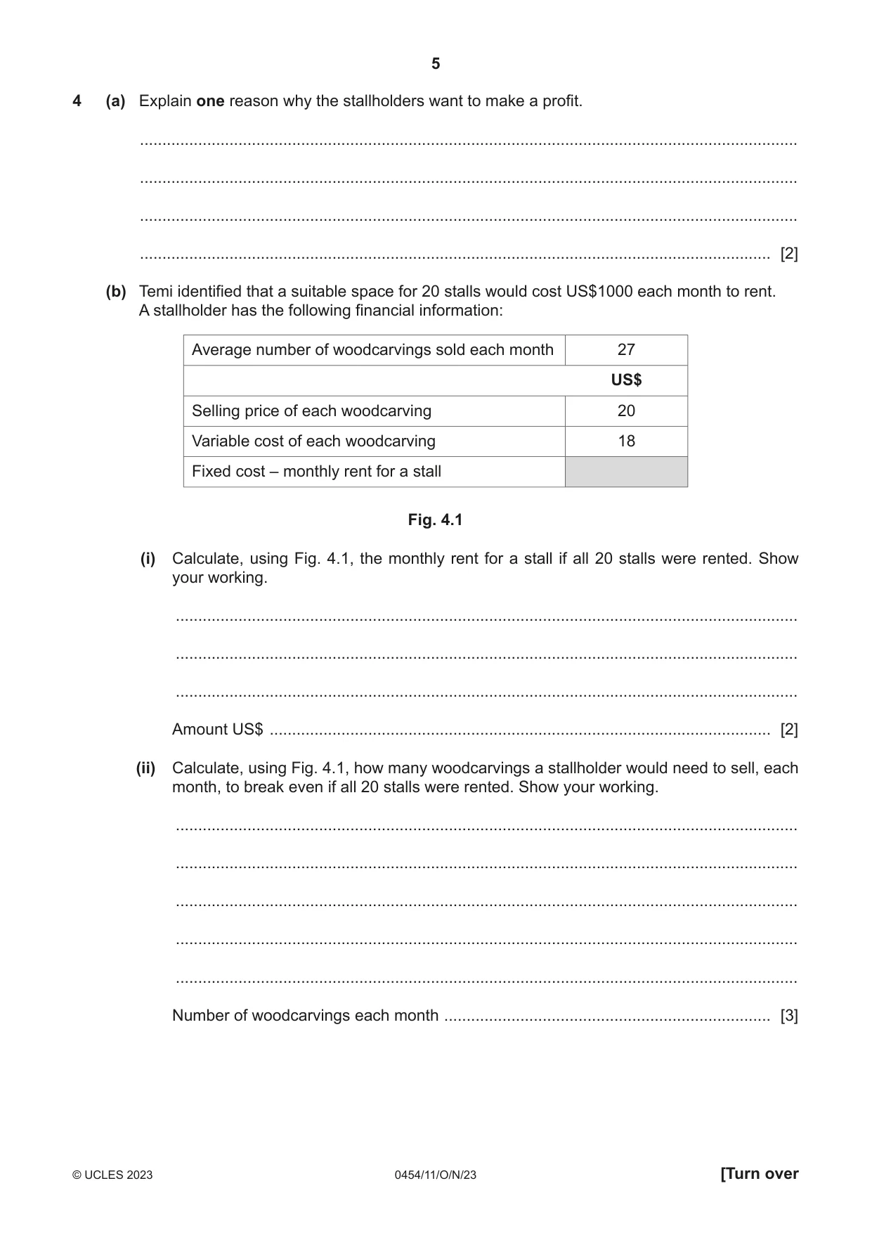 Cambridge IGCSE Enterprise 0454 2023 Oct/Nov Paper 1 · Variant 1 question paper, page 5 of 16