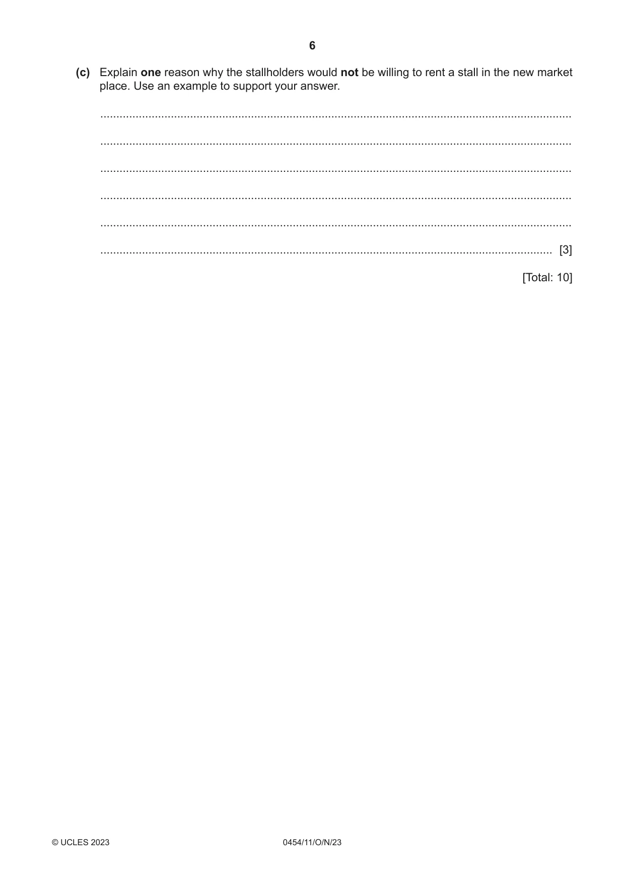 Cambridge IGCSE Enterprise 0454 2023 Oct/Nov Paper 1 · Variant 1 question paper, page 6 of 16