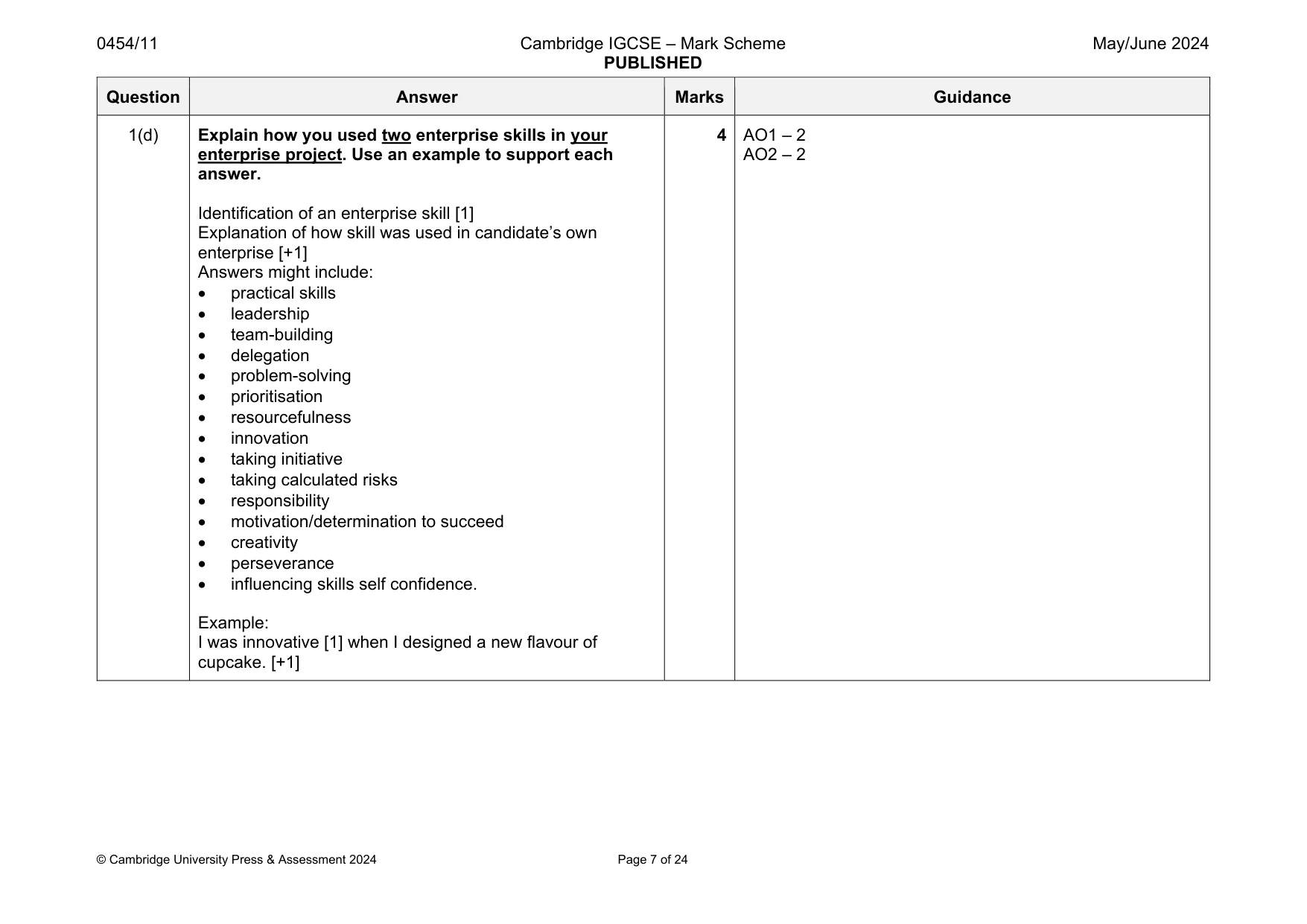 Mark scheme, page 7 of 24
