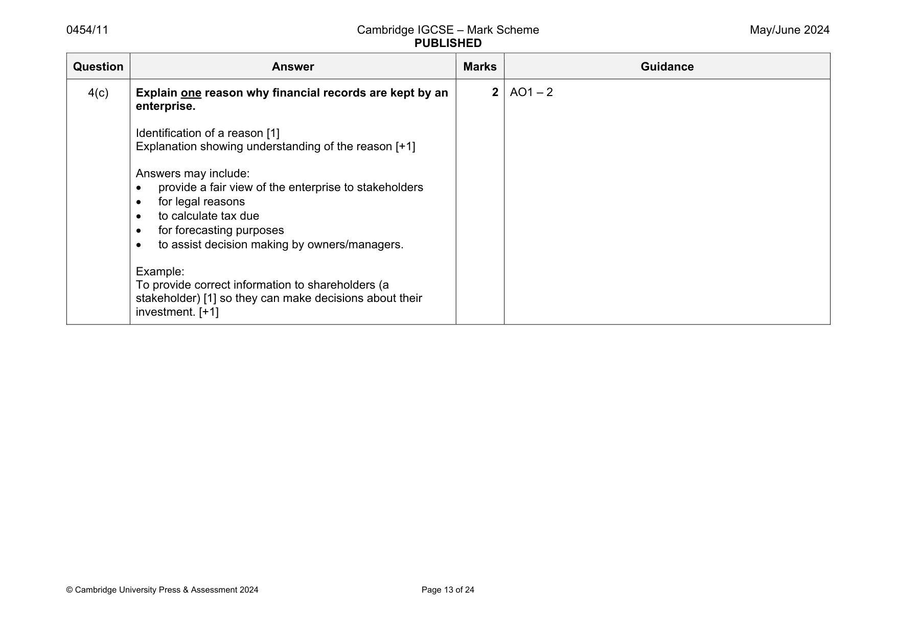 Mark scheme, page 13 of 24