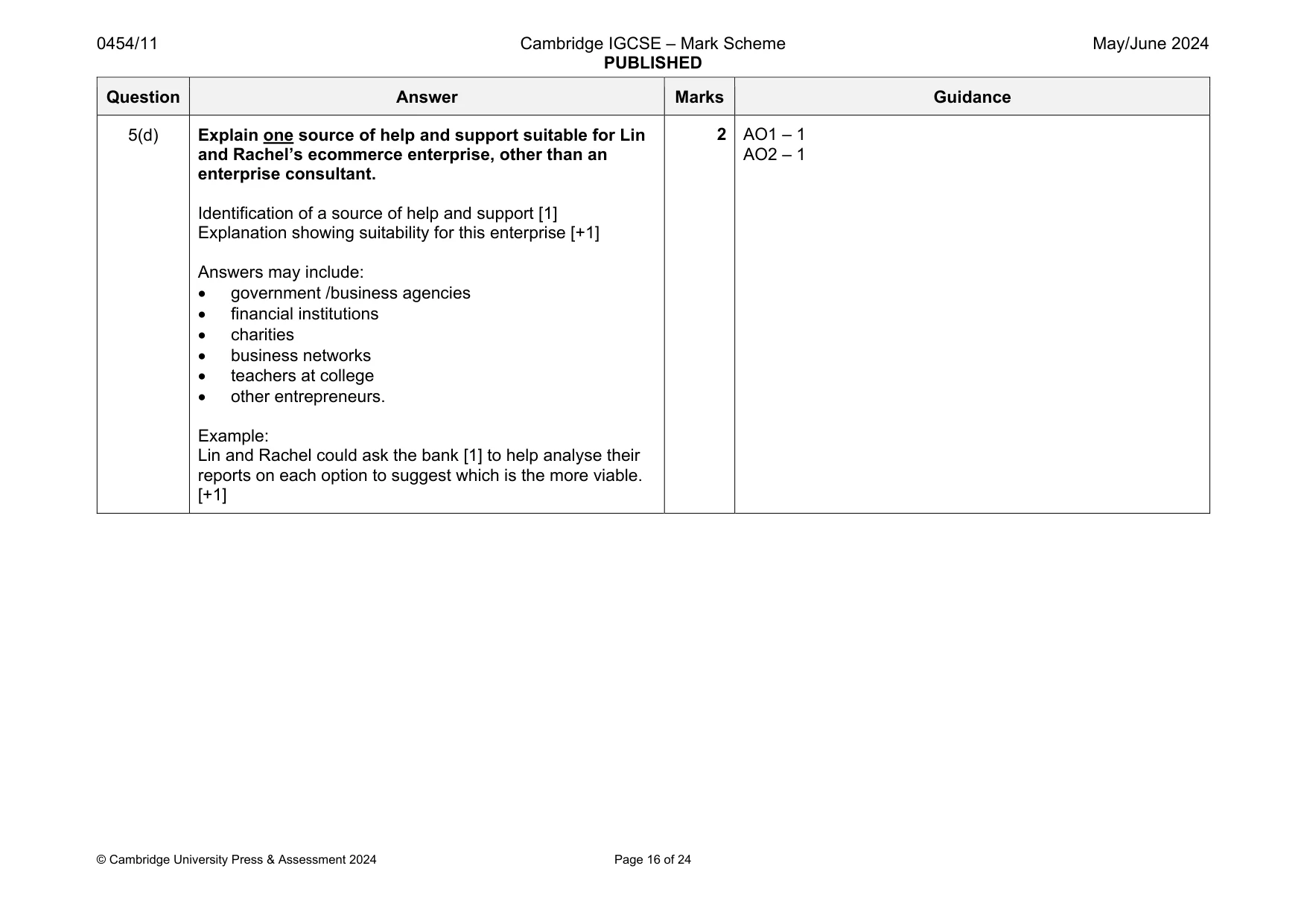 Mark scheme, page 16 of 24