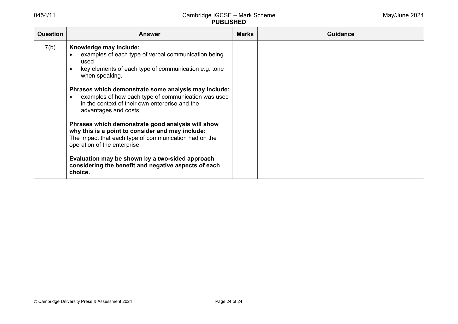Mark scheme, page 24 of 24