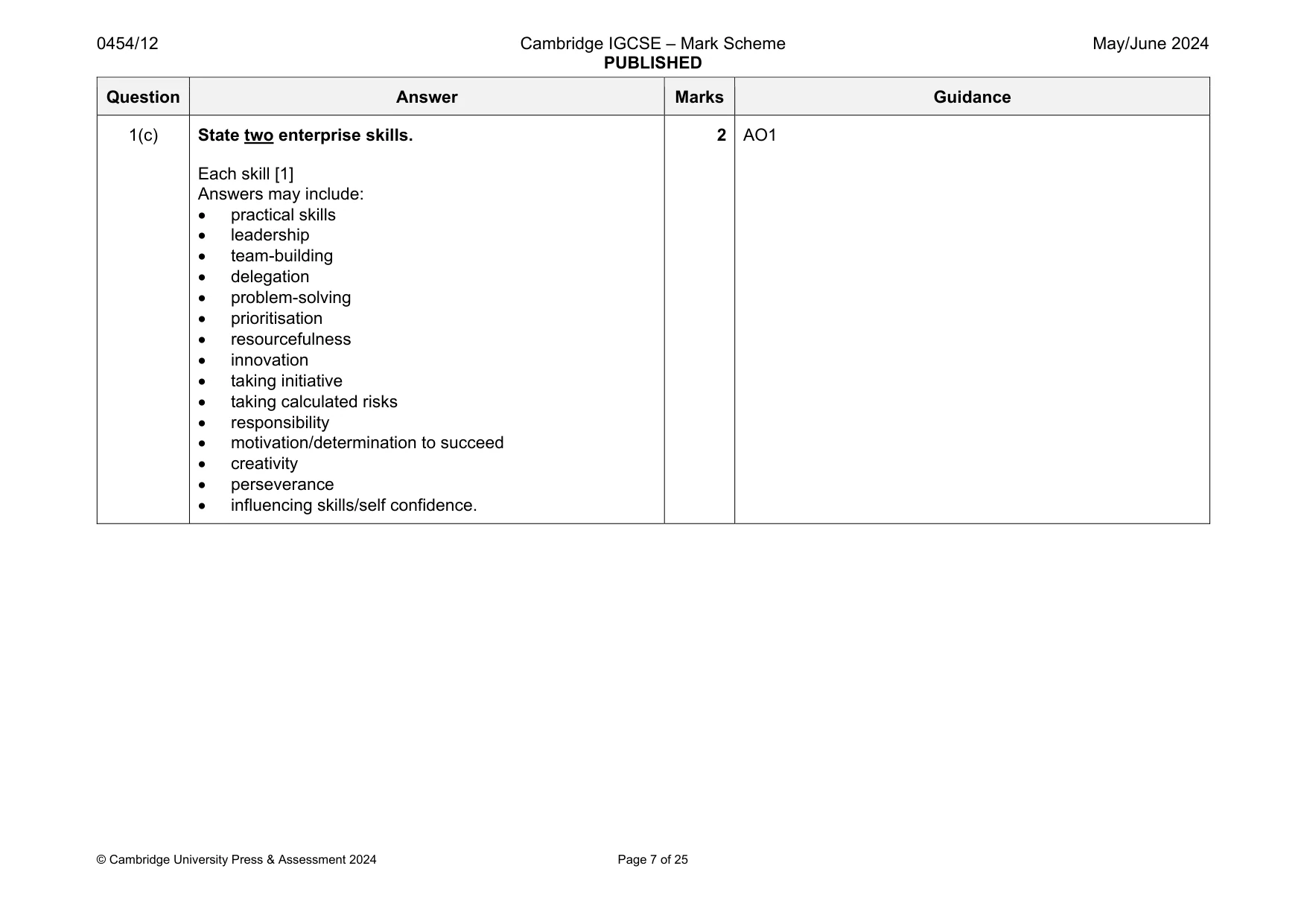 Mark scheme, page 7 of 25