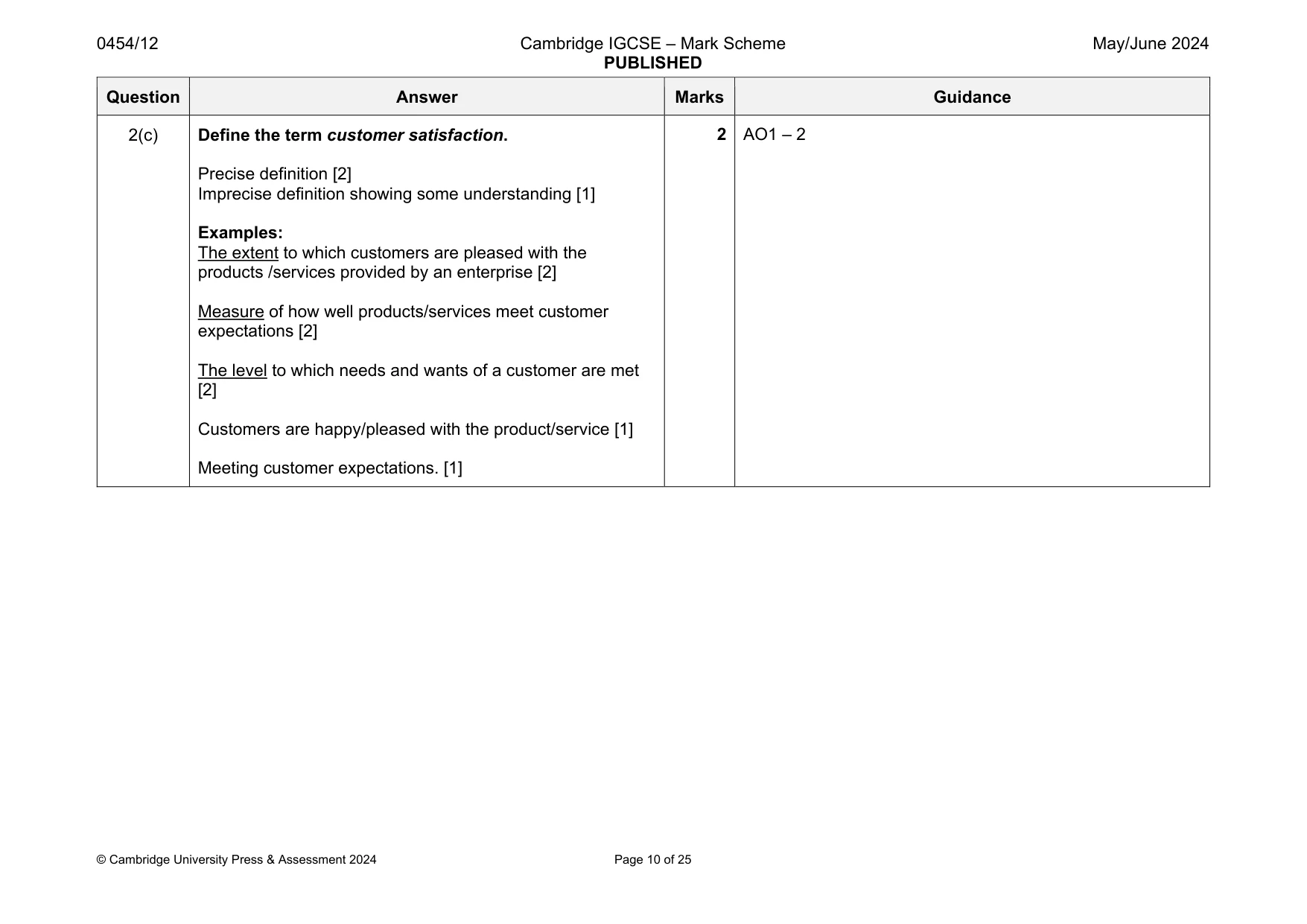 Mark scheme, page 10 of 25