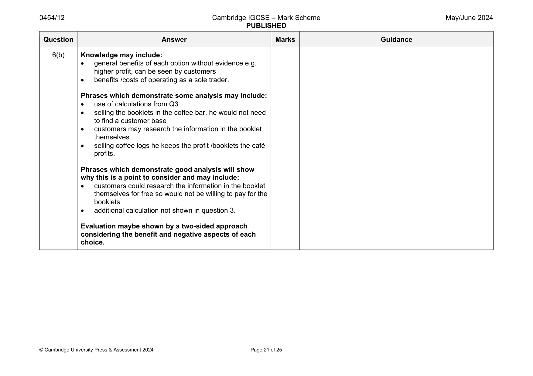 Mark scheme, page 21 of 25