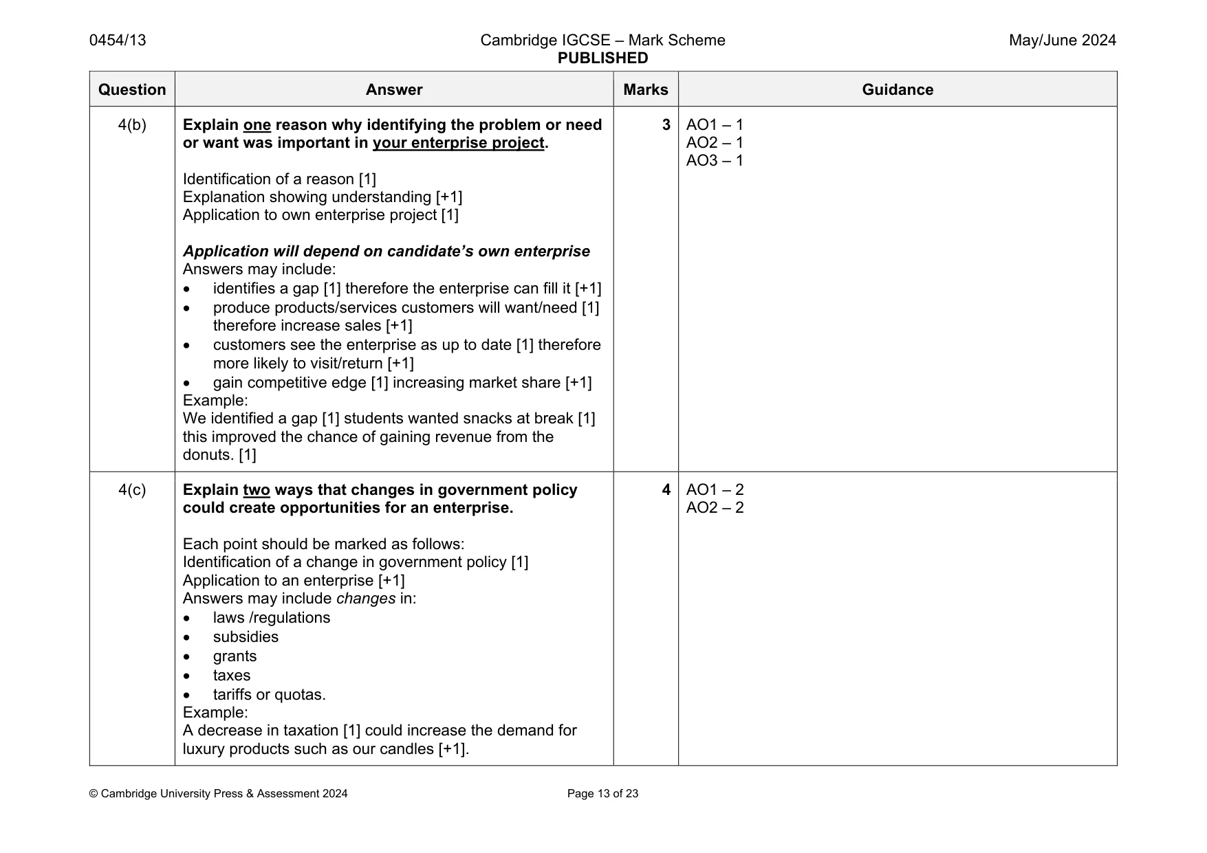 Mark scheme, page 13 of 23