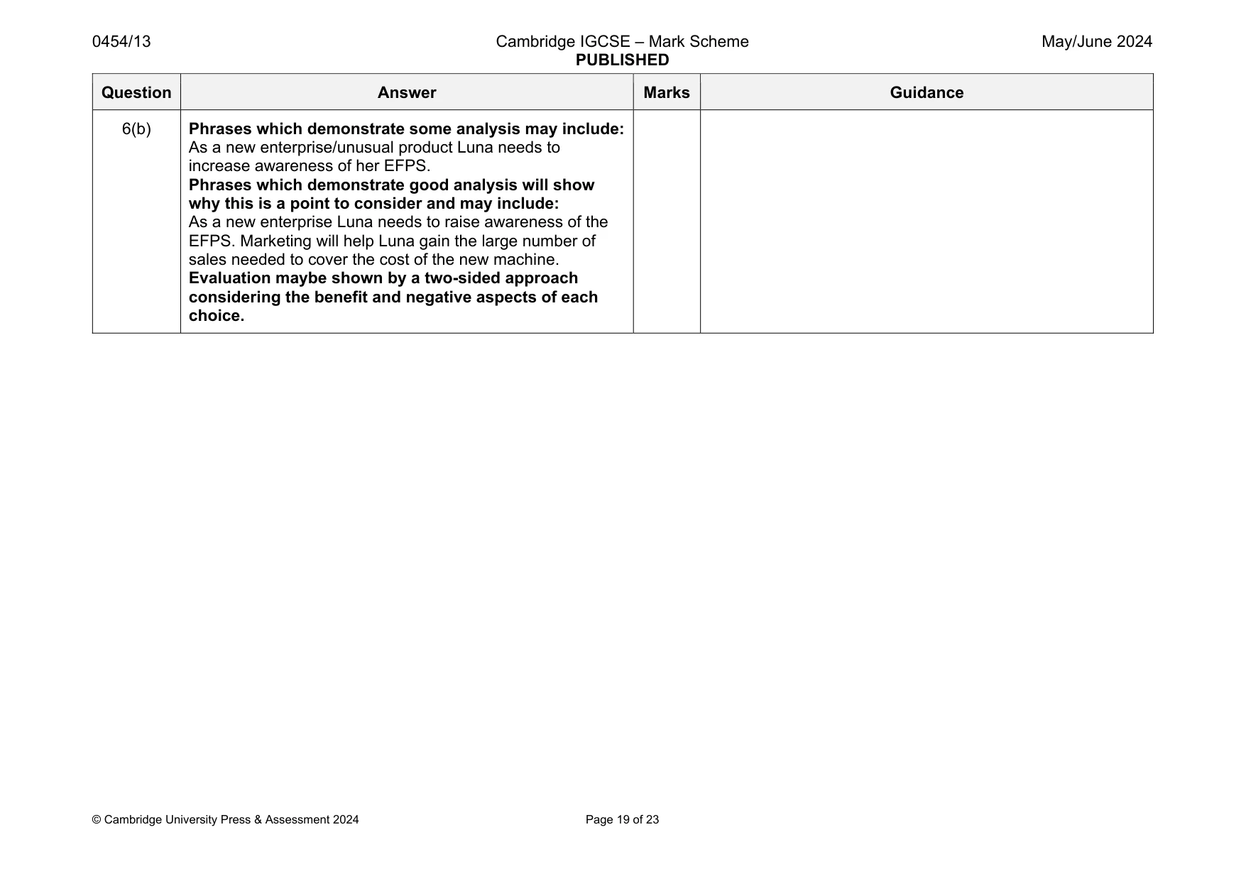 Mark scheme, page 19 of 23