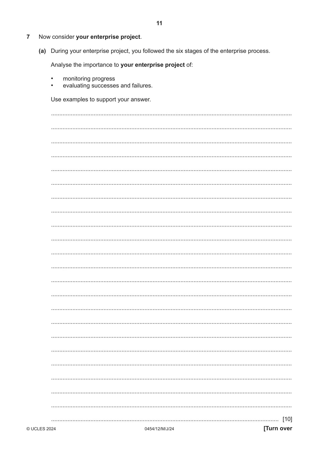 Cambridge IGCSE Enterprise 0454 2024 May/June Paper 1 · Variant 2 question paper, page 11 of 16