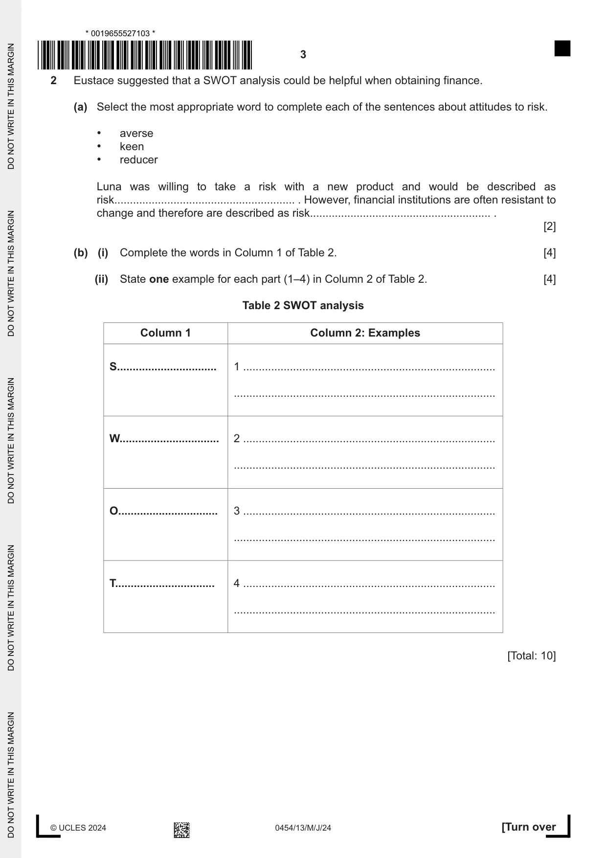 Cambridge IGCSE Enterprise 0454 2024 May/June Paper 1 · Variant 3 question paper, page 3 of 16