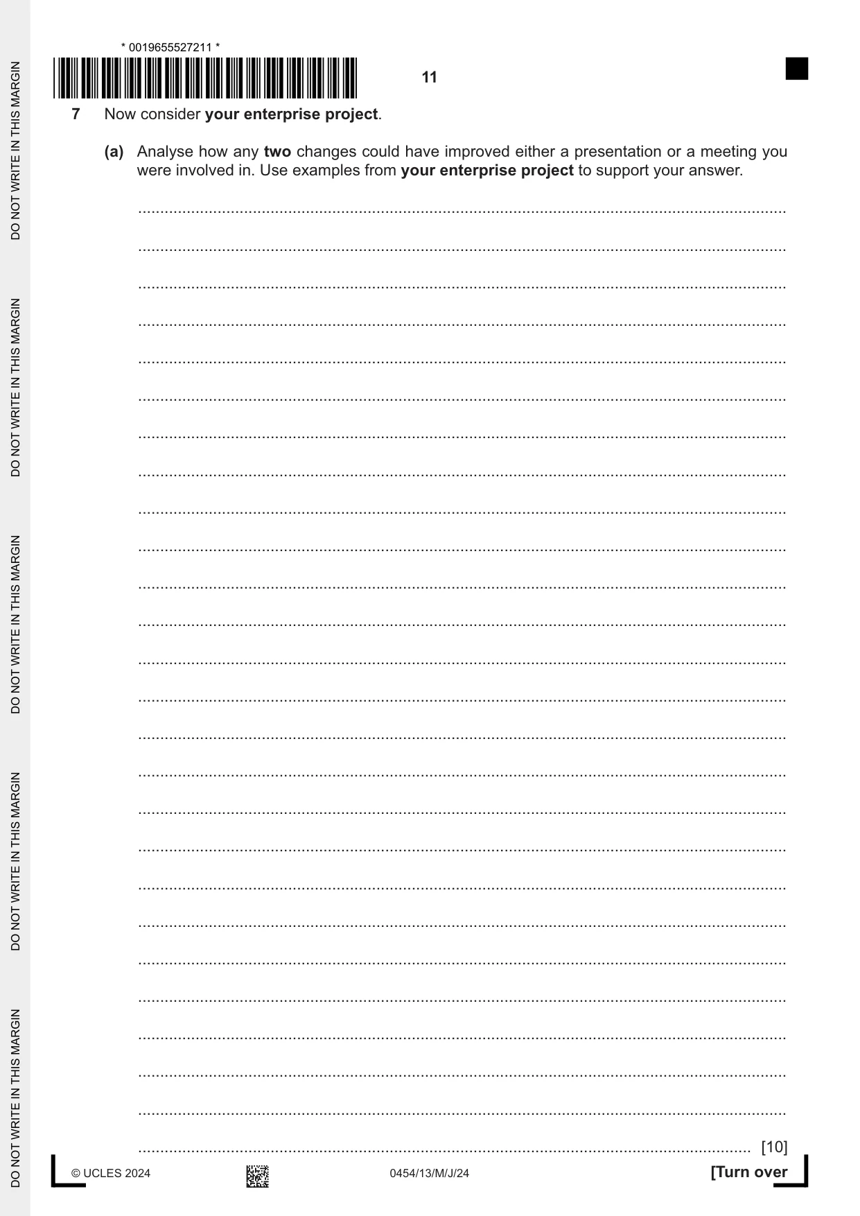 Cambridge IGCSE Enterprise 0454 2024 May/June Paper 1 · Variant 3 question paper, page 11 of 16