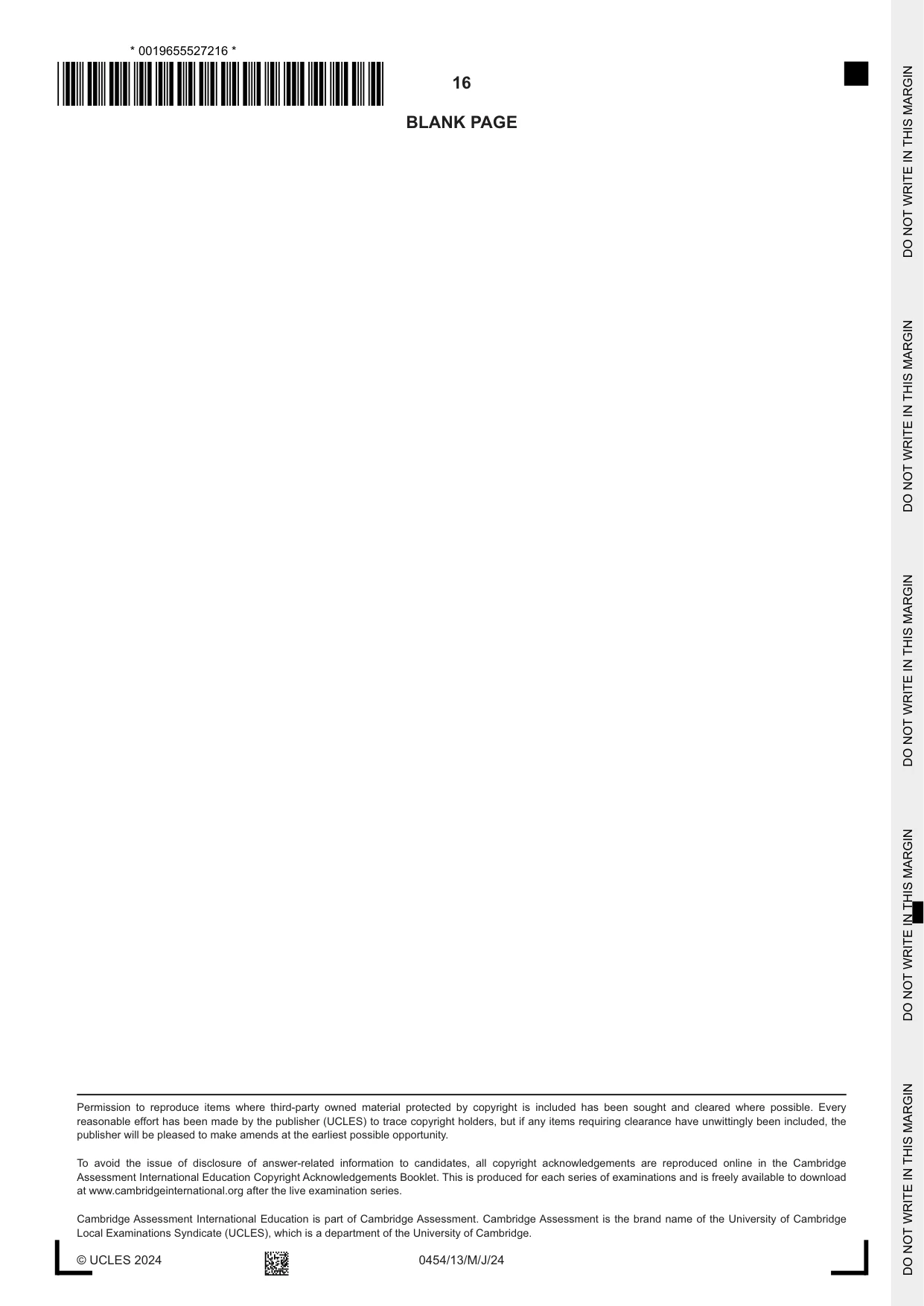 Cambridge IGCSE Enterprise 0454 2024 May/June Paper 1 · Variant 3 question paper, page 16 of 16
