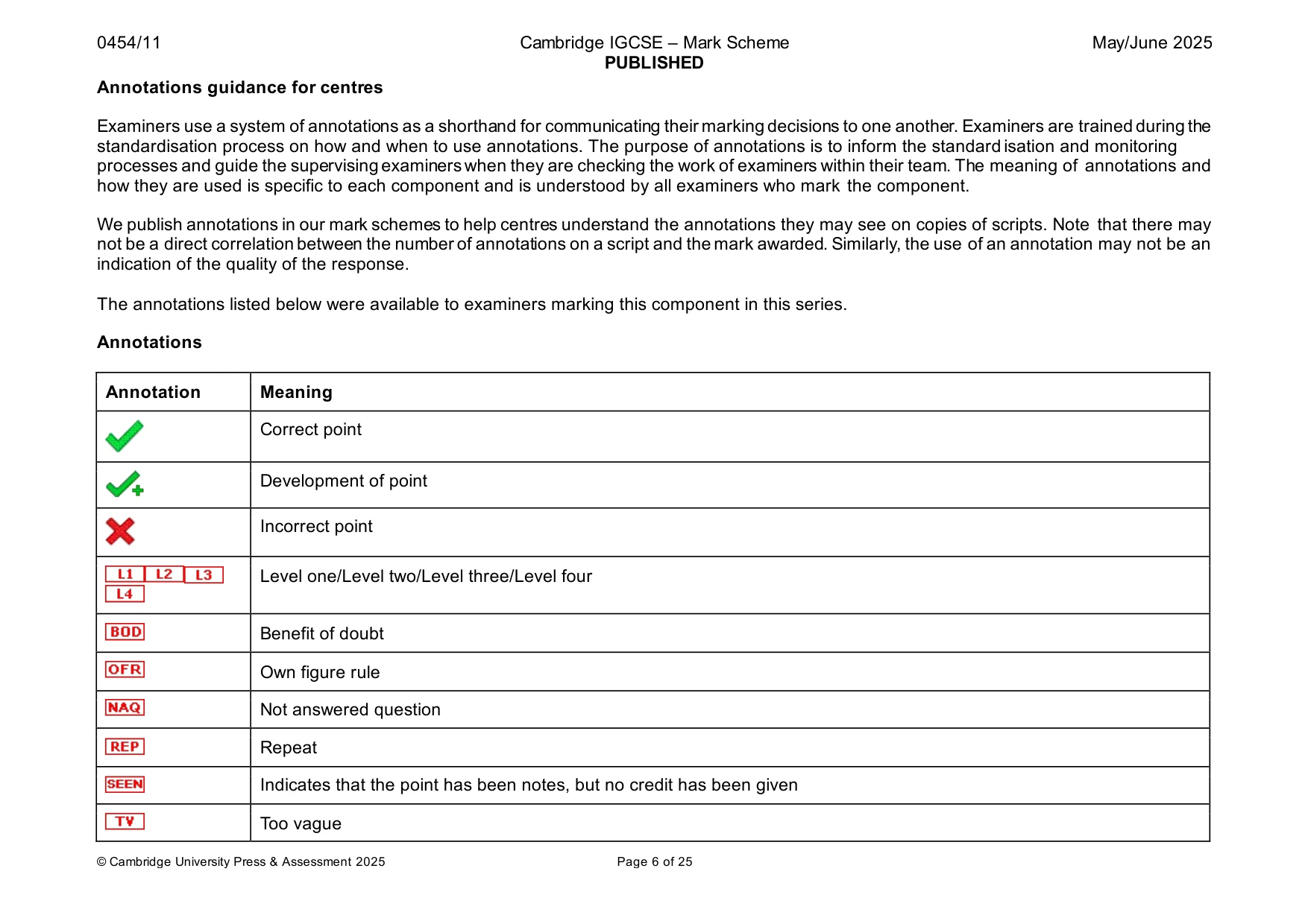 Mark scheme, page 6 of 25