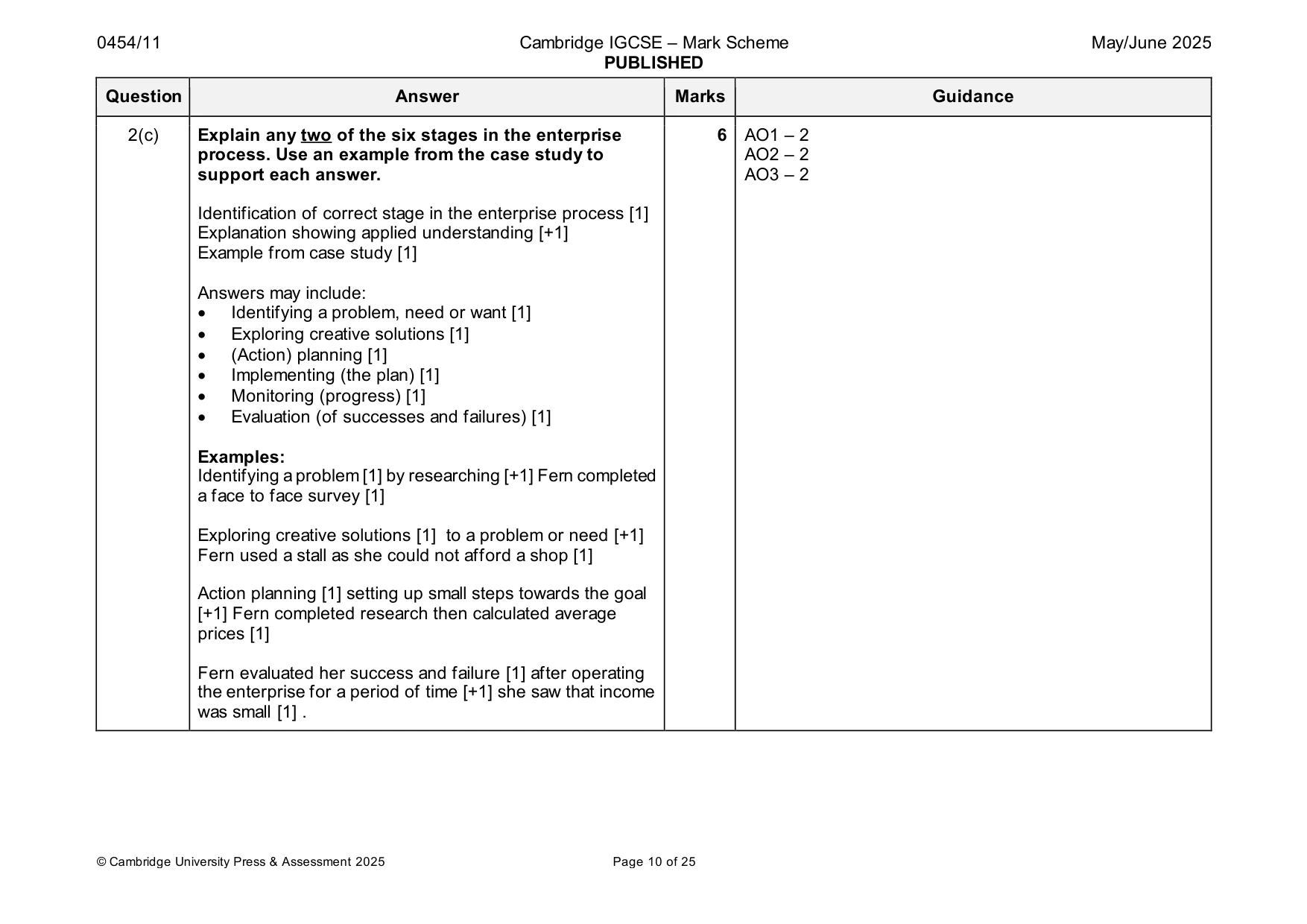 Mark scheme, page 10 of 25
