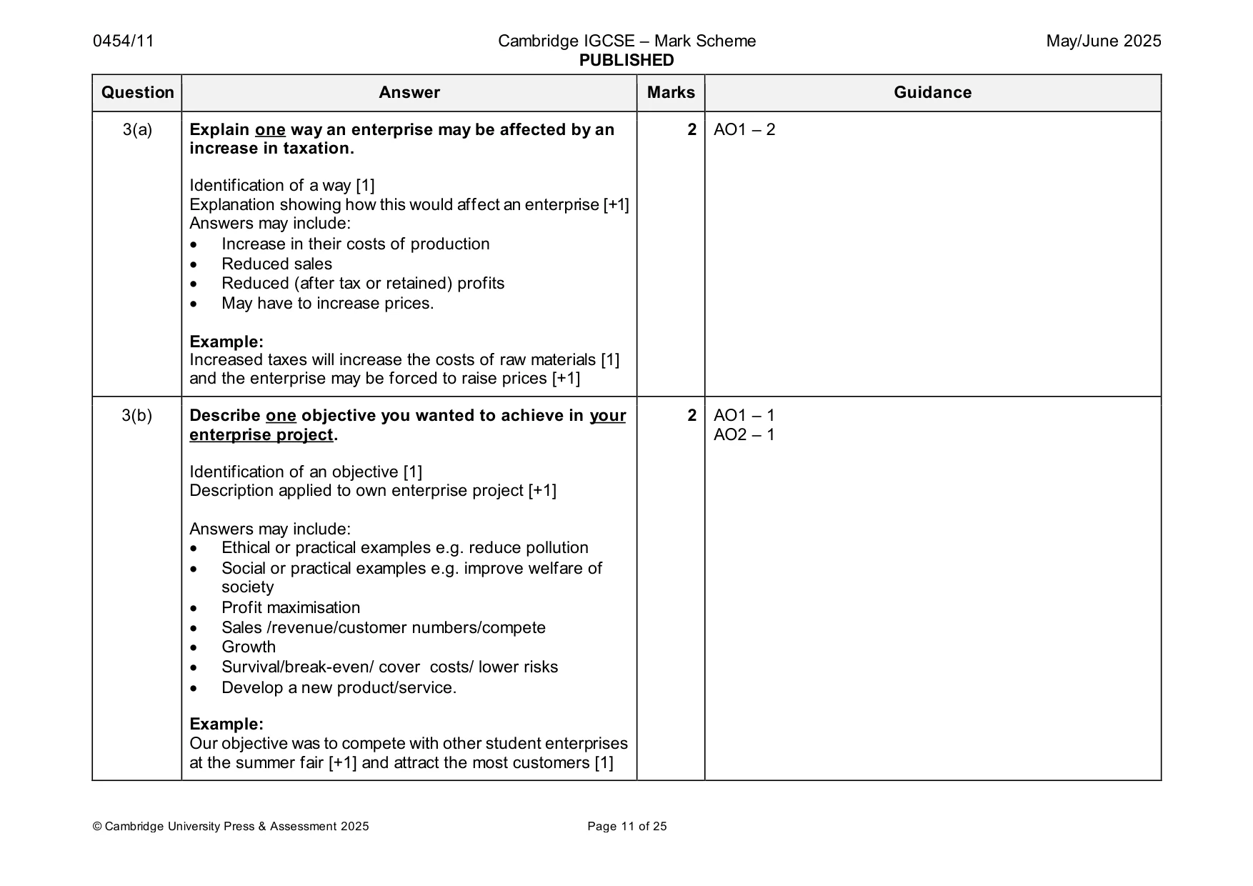 Mark scheme, page 11 of 25