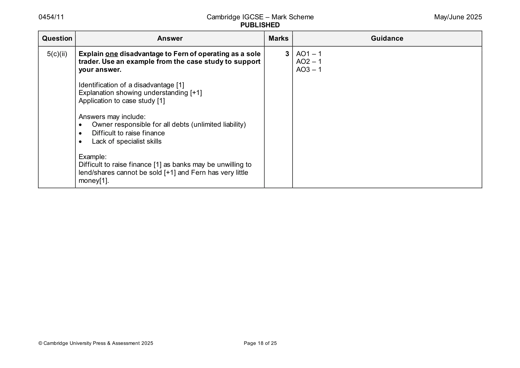 Mark scheme, page 18 of 25
