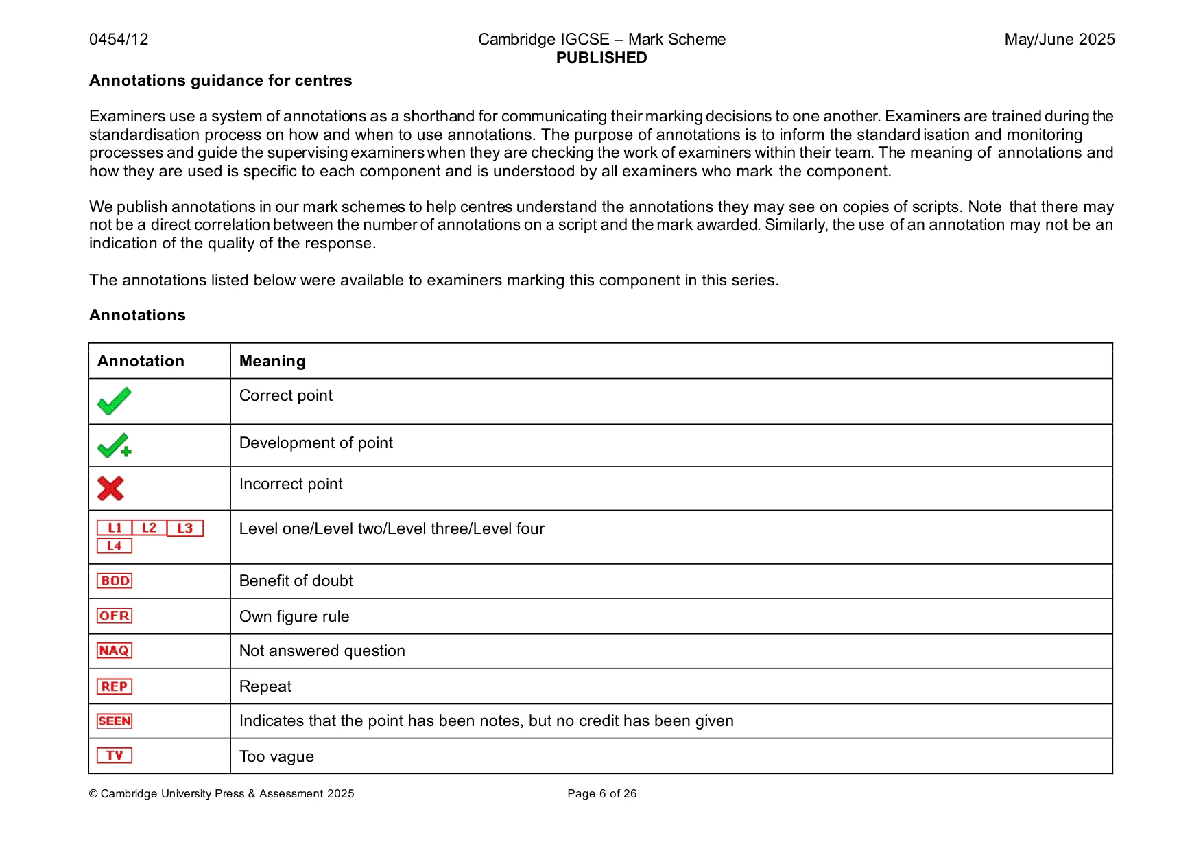 Mark scheme, page 6 of 26