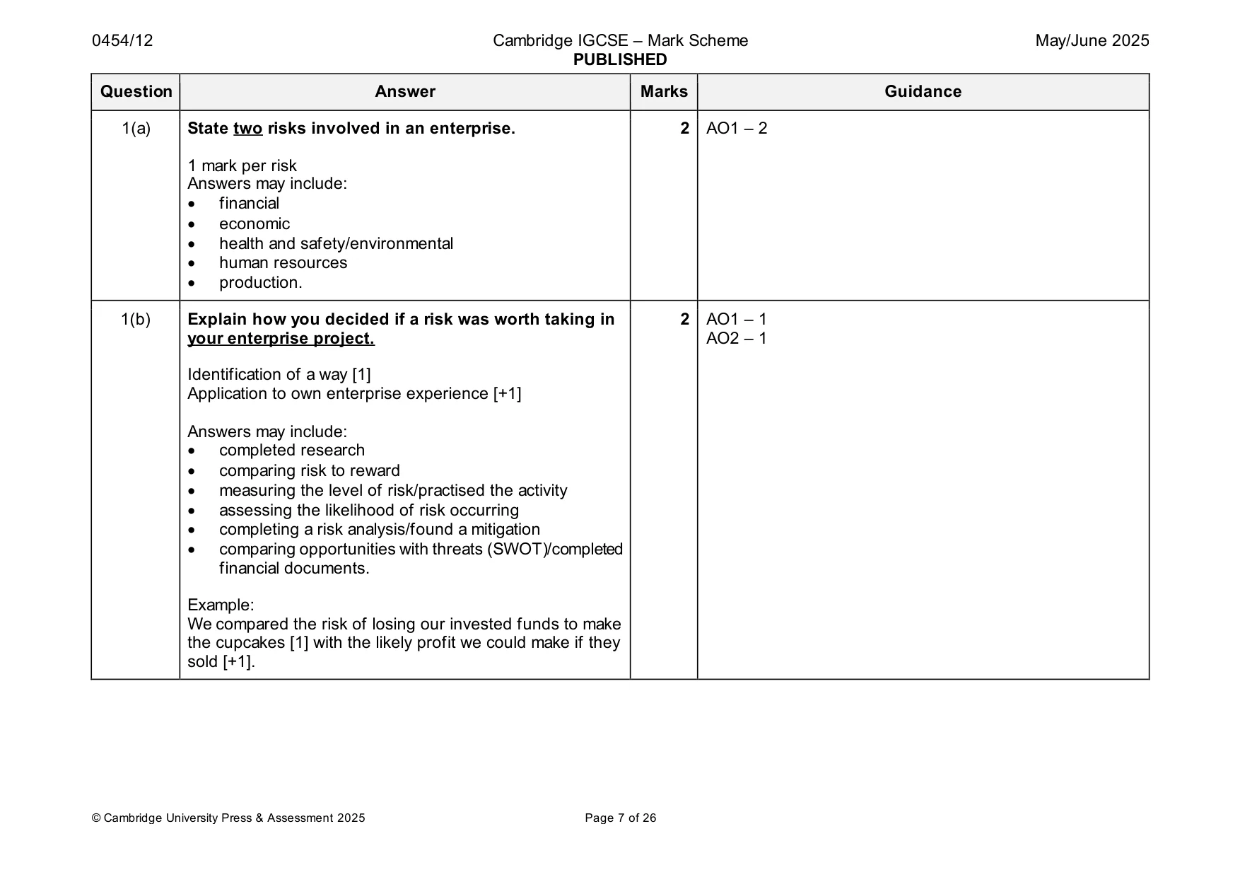 Mark scheme, page 7 of 26