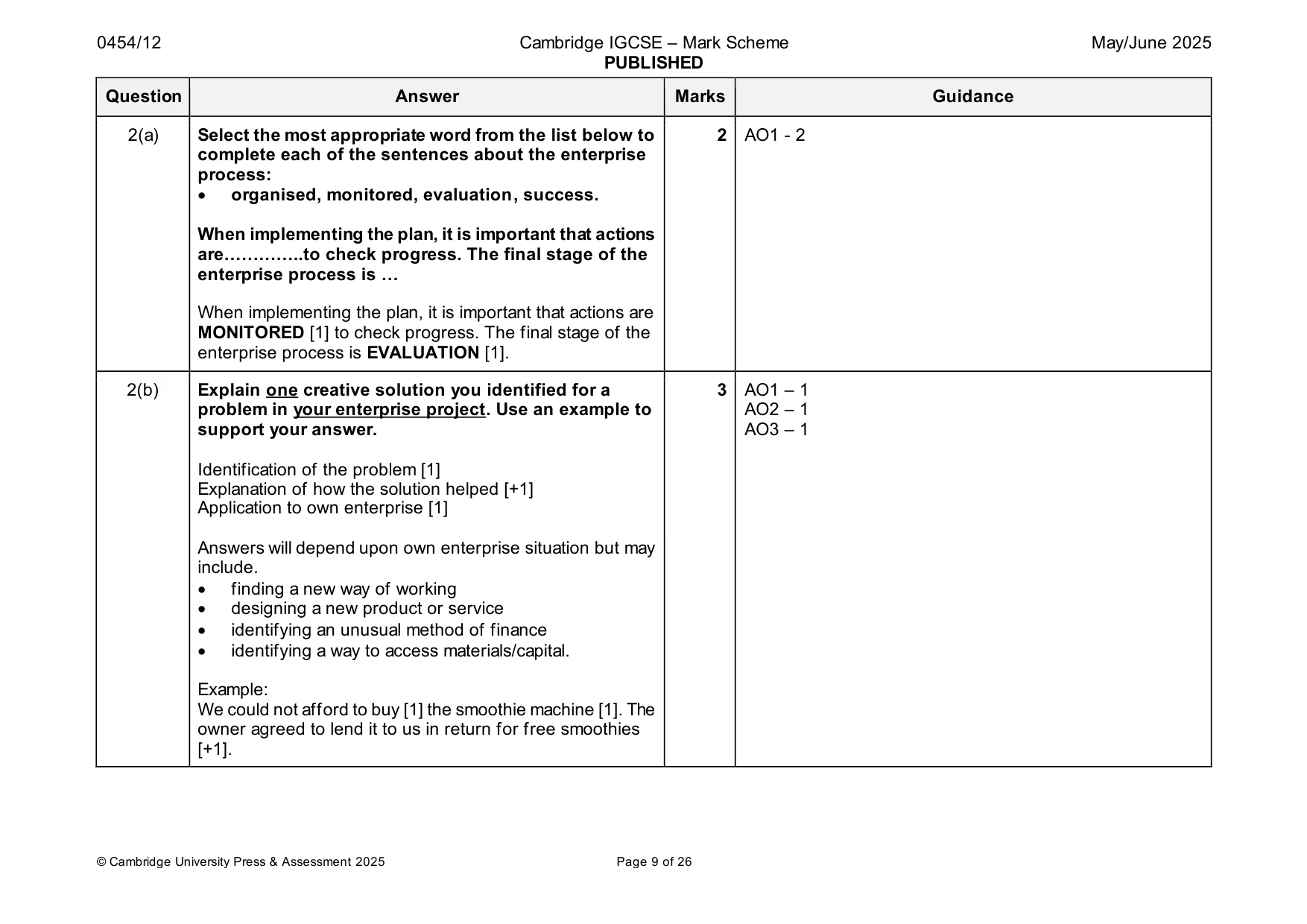 Mark scheme, page 9 of 26