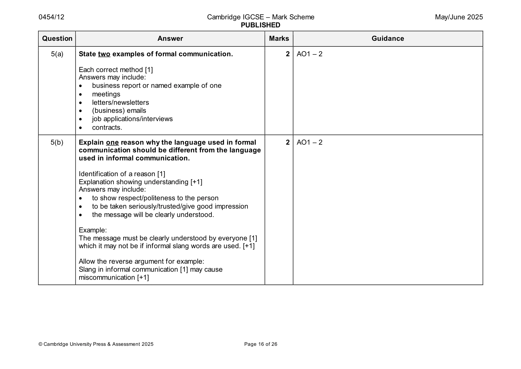 Mark scheme, page 16 of 26
