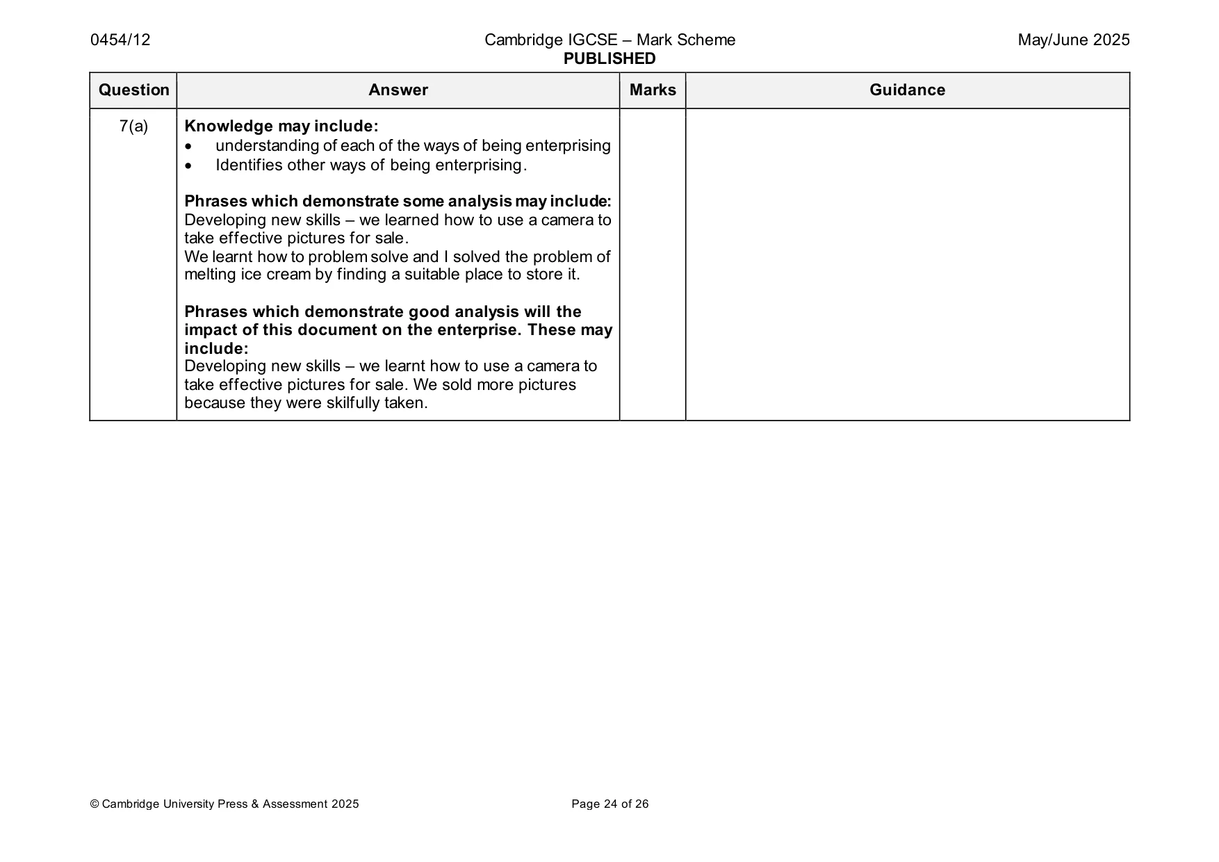 Mark scheme, page 24 of 26