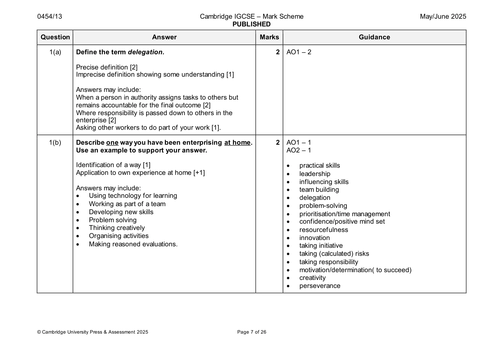 Mark scheme, page 7 of 26