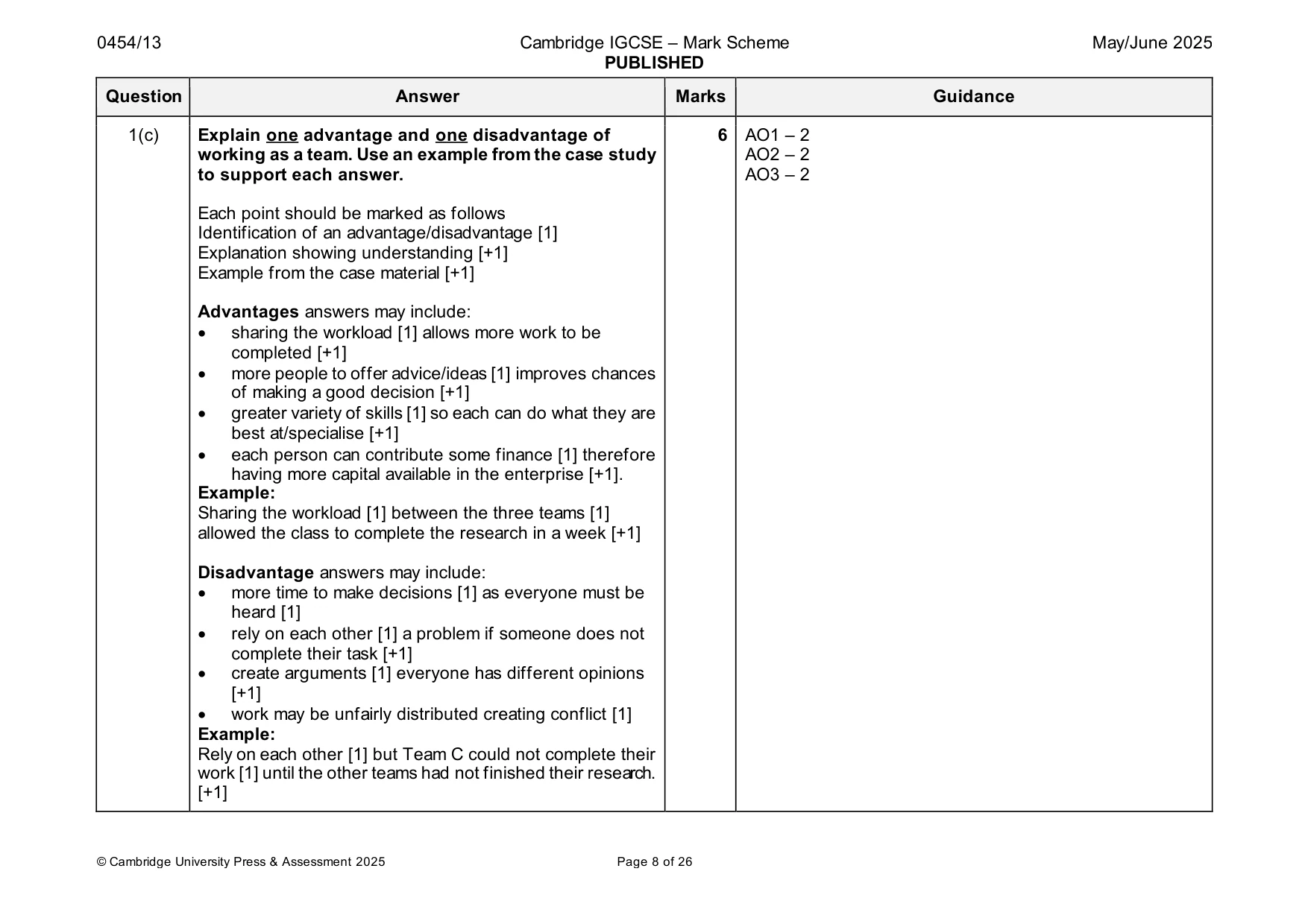 Mark scheme, page 8 of 26