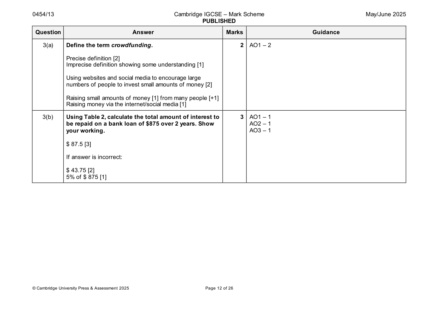 Mark scheme, page 12 of 26