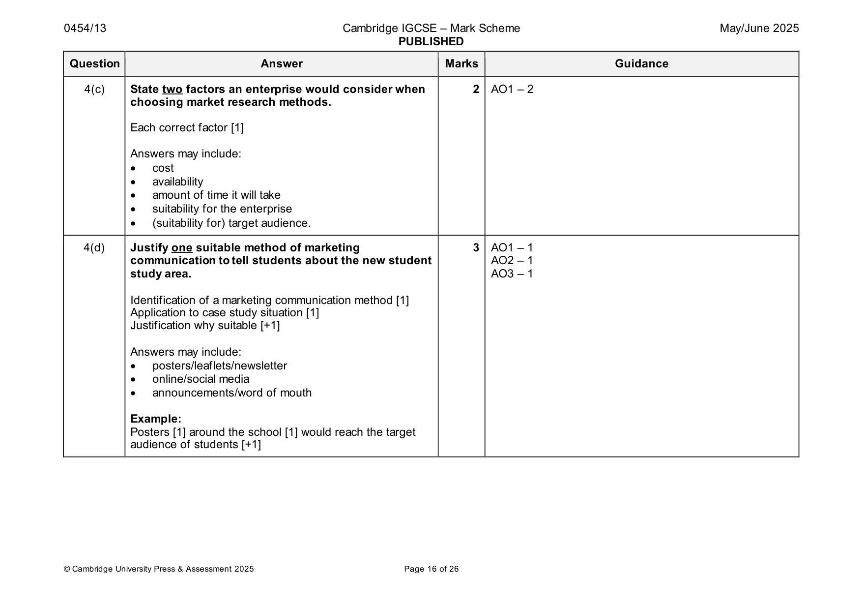 Mark scheme, page 16 of 26