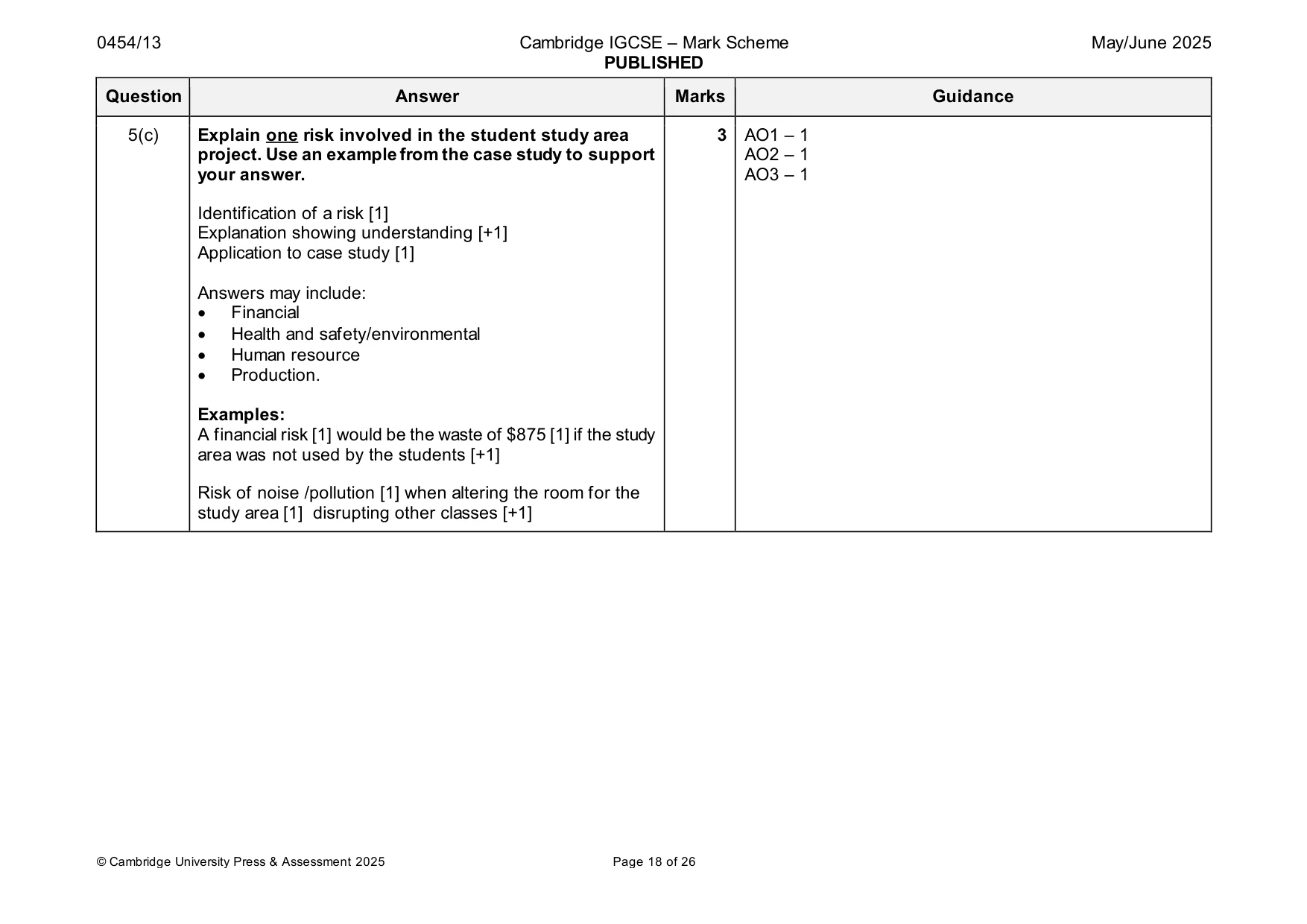 Mark scheme, page 18 of 26