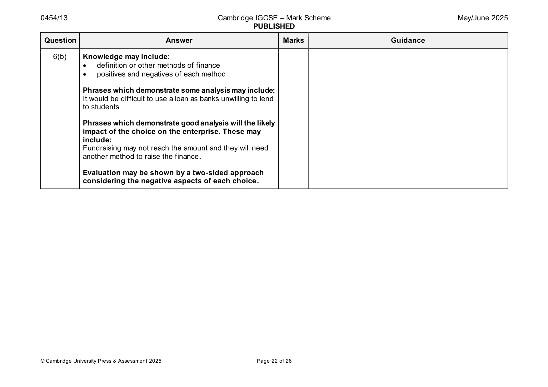 Mark scheme, page 22 of 26