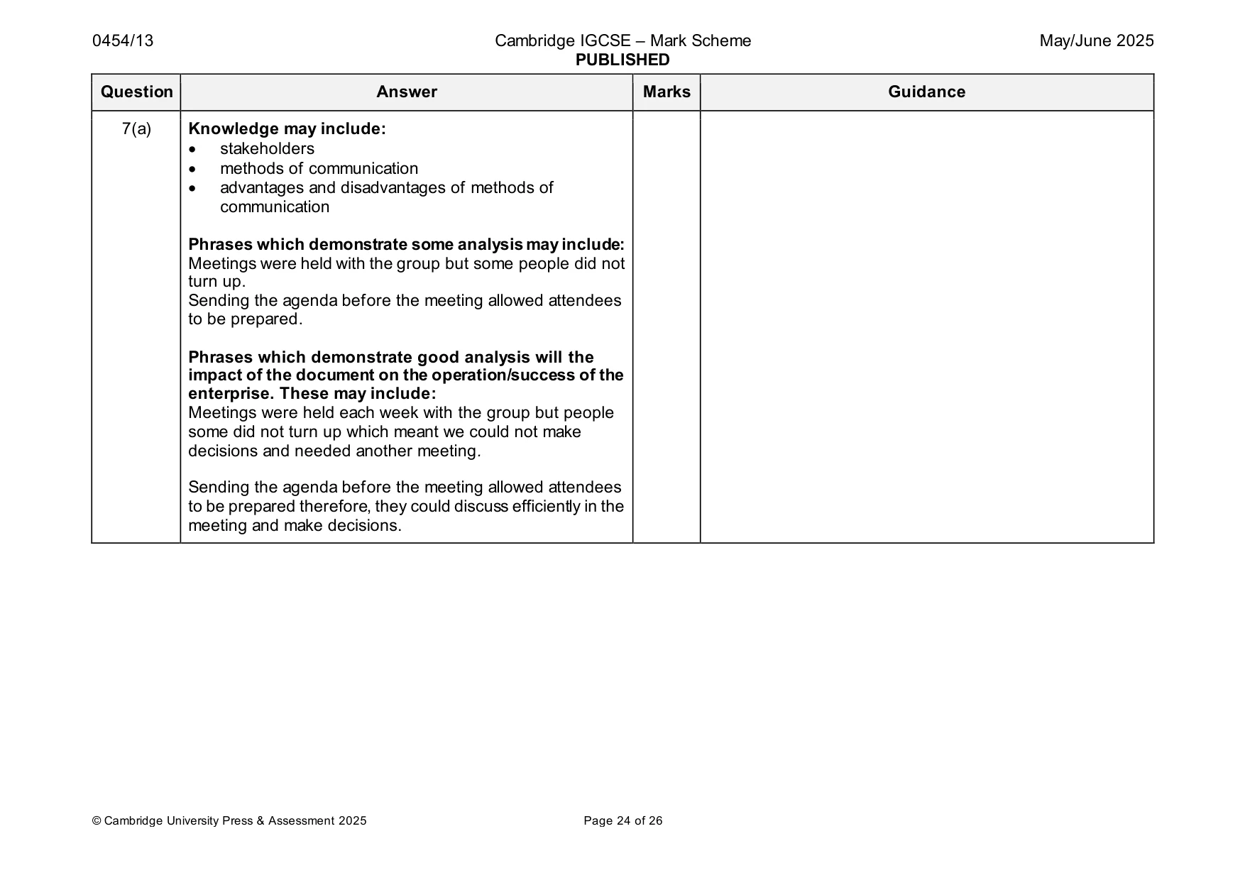 Mark scheme, page 24 of 26