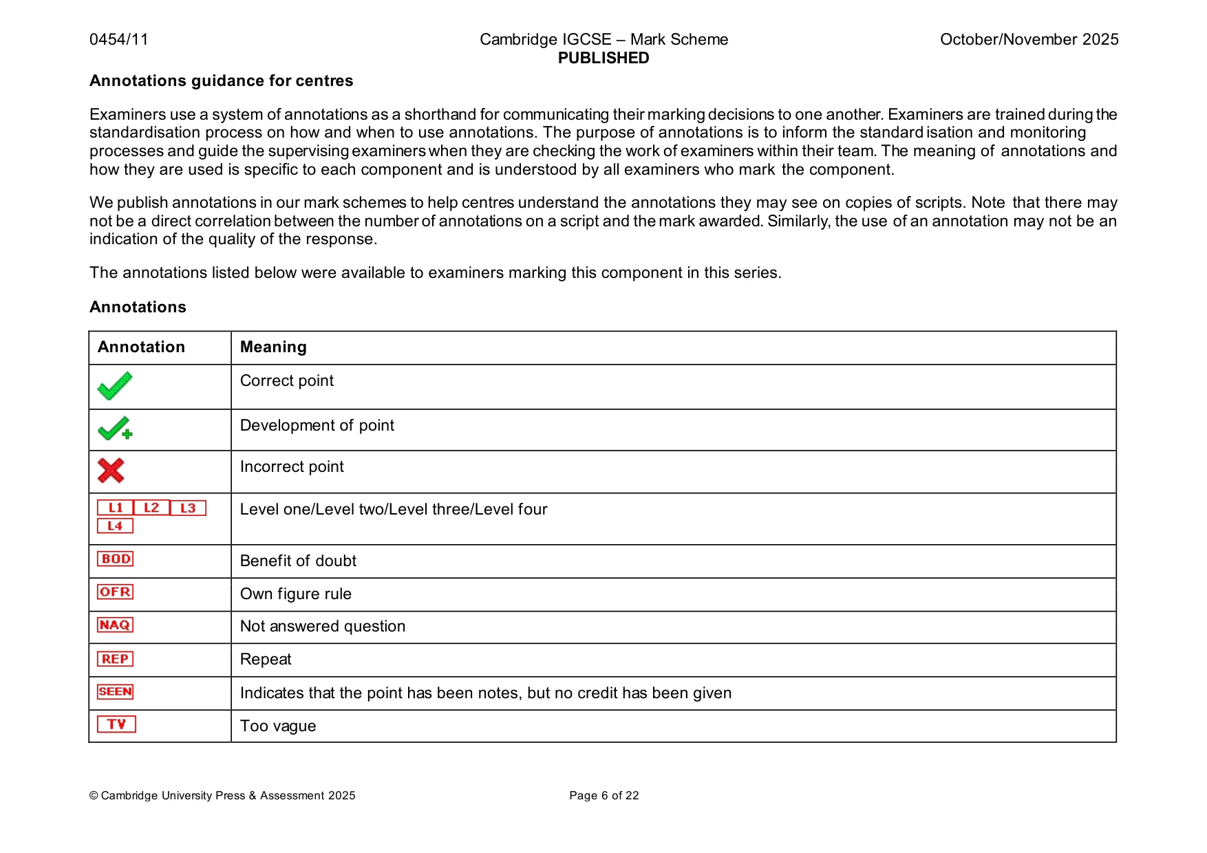 Mark scheme, page 6 of 22