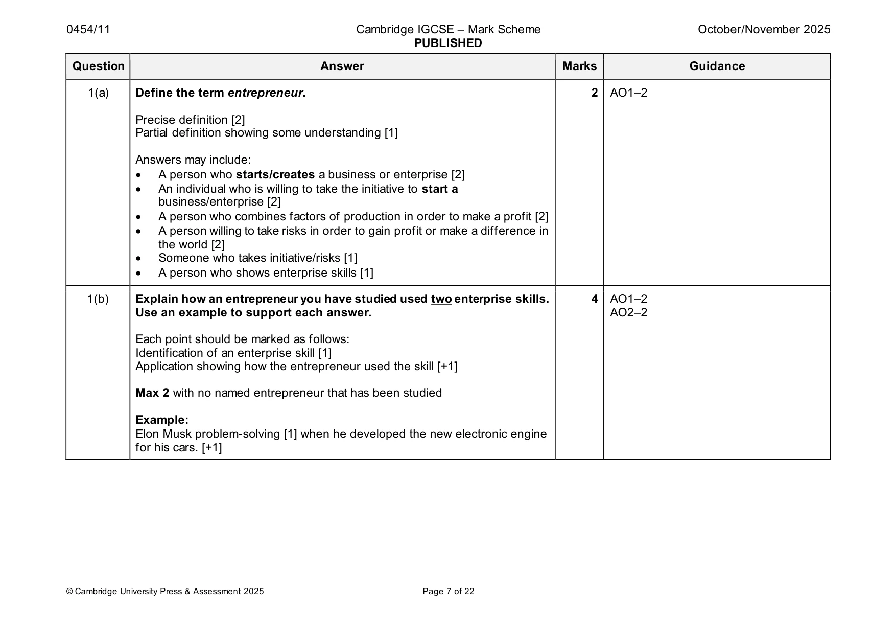 Mark scheme, page 7 of 22