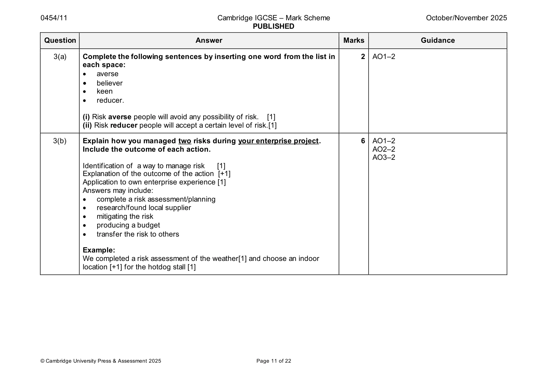 Mark scheme, page 11 of 22
