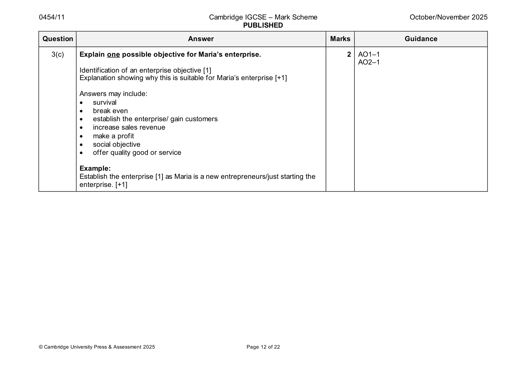Mark scheme, page 12 of 22