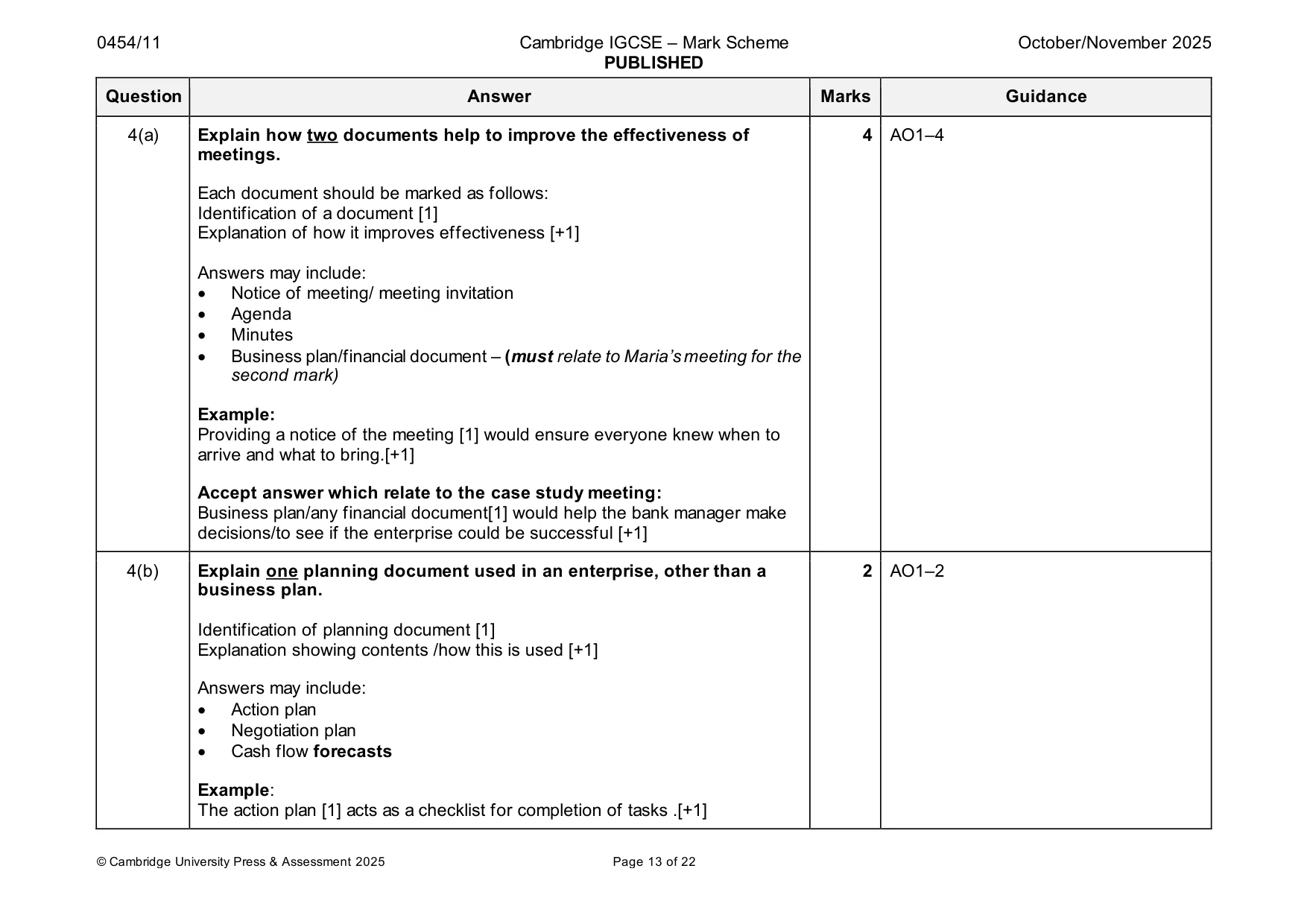 Mark scheme, page 13 of 22
