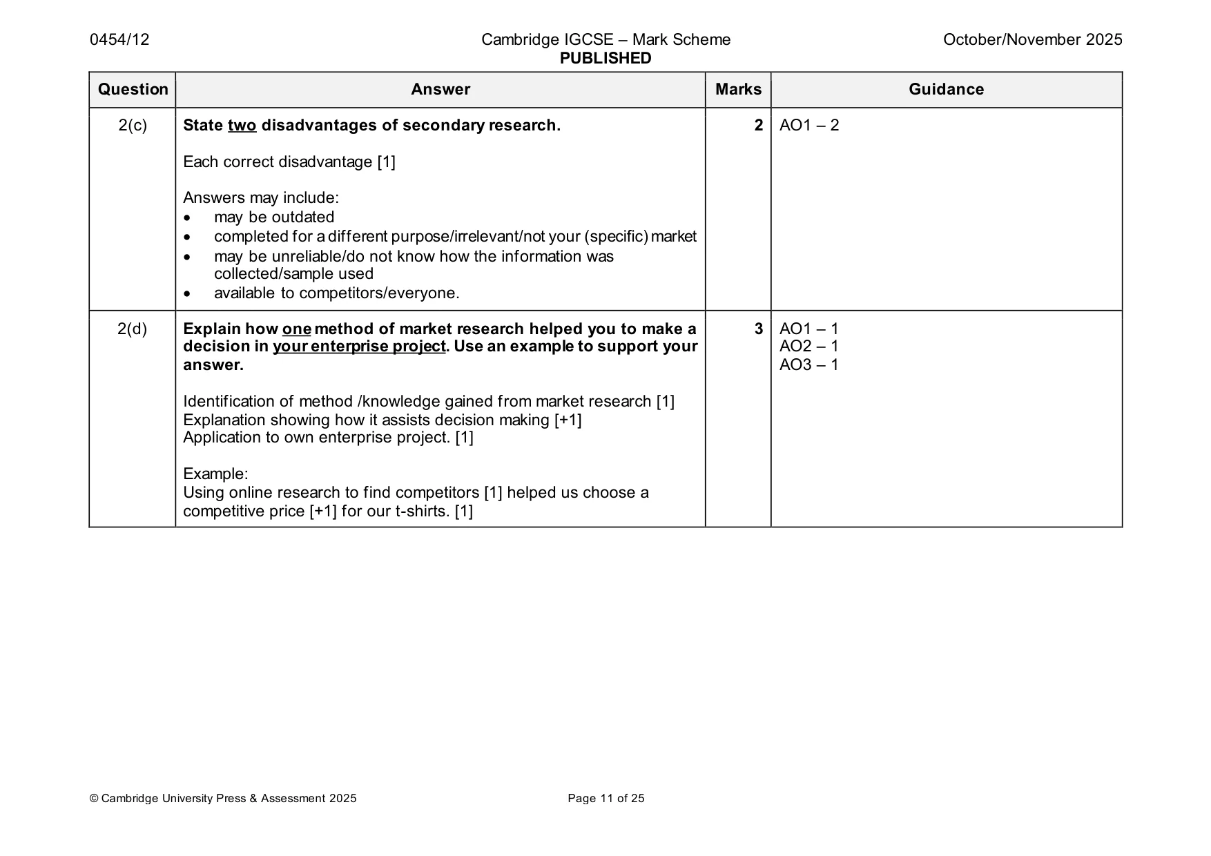 Mark scheme, page 11 of 25