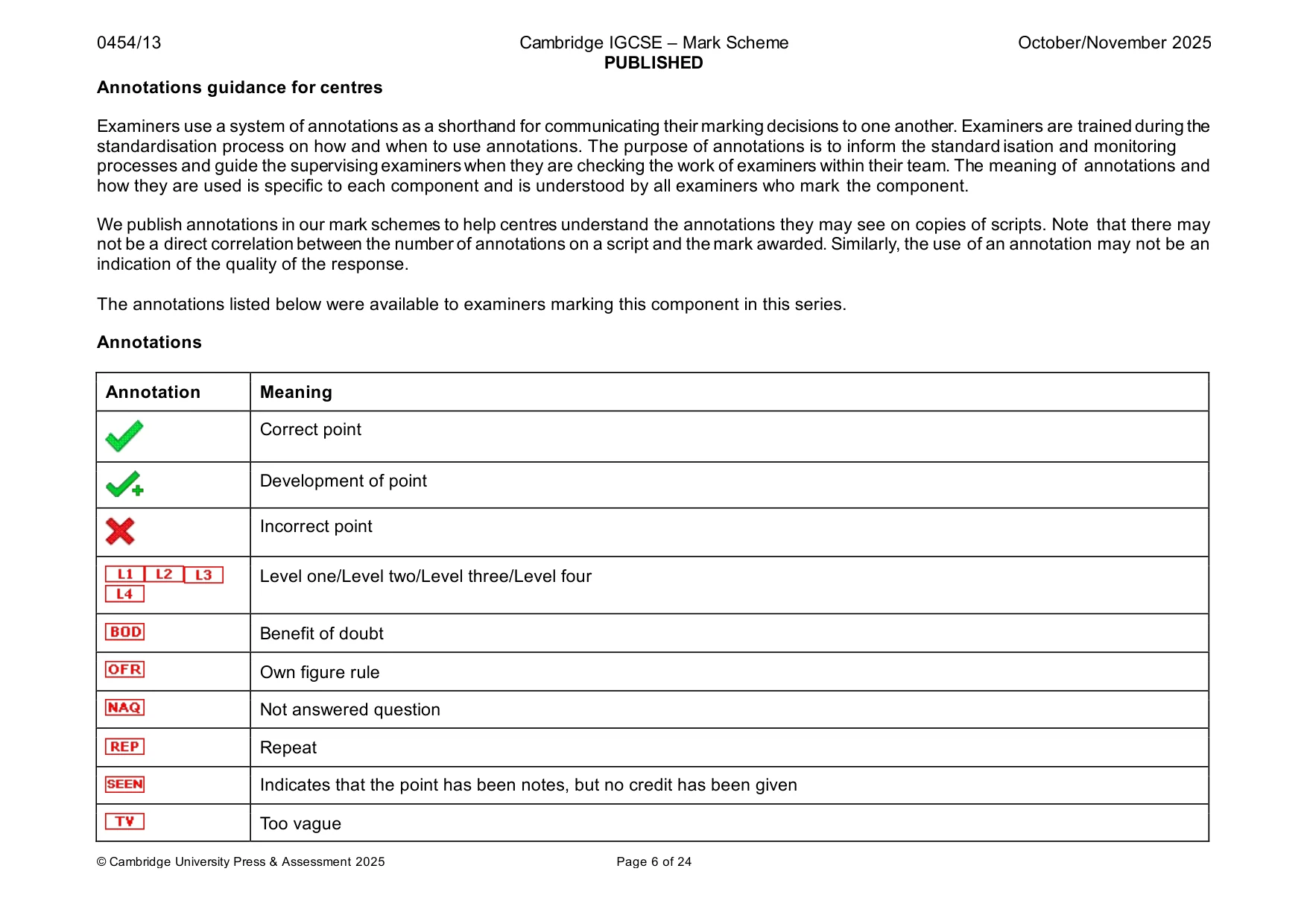 Mark scheme, page 6 of 24