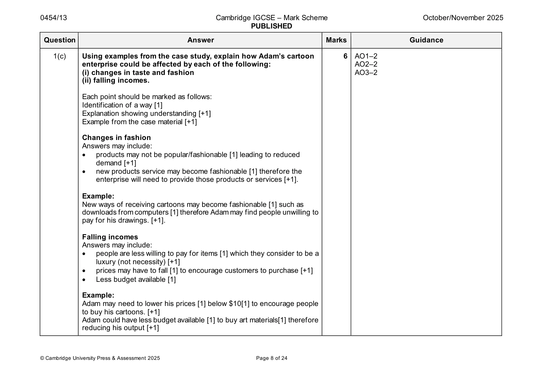 Mark scheme, page 8 of 24