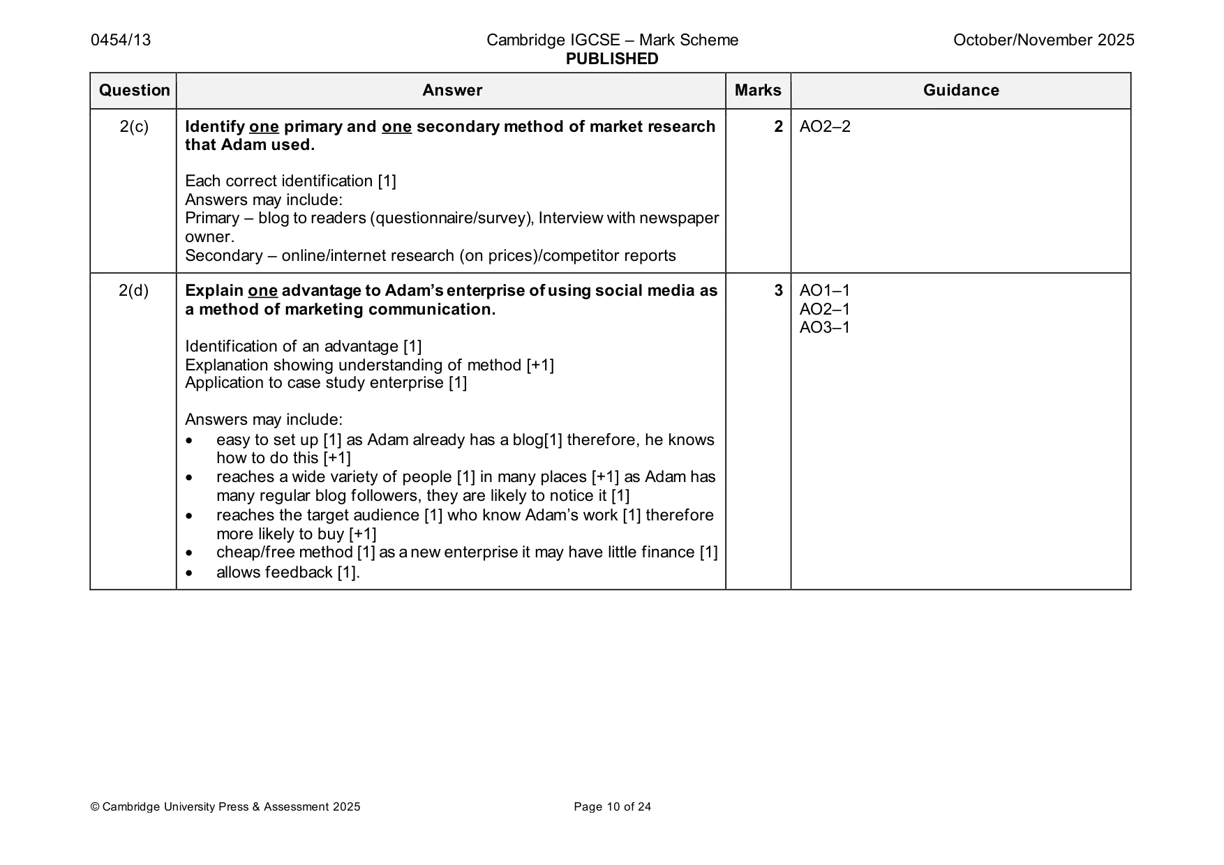Mark scheme, page 10 of 24