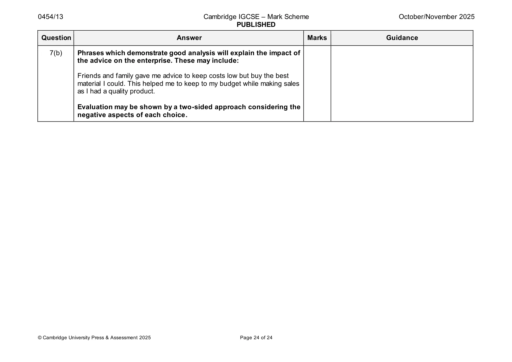 Mark scheme, page 24 of 24