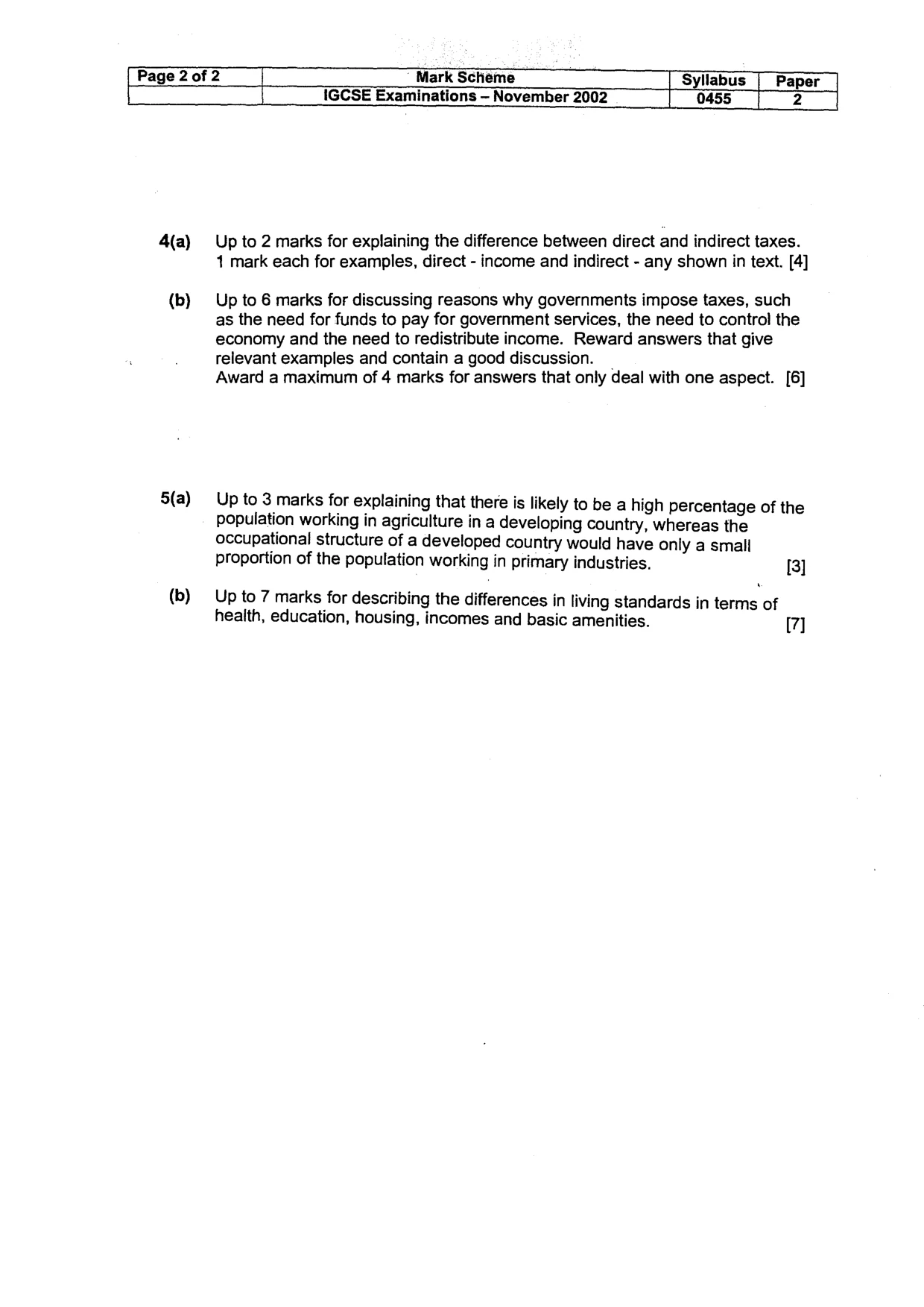 Mark scheme, page 3 of 3