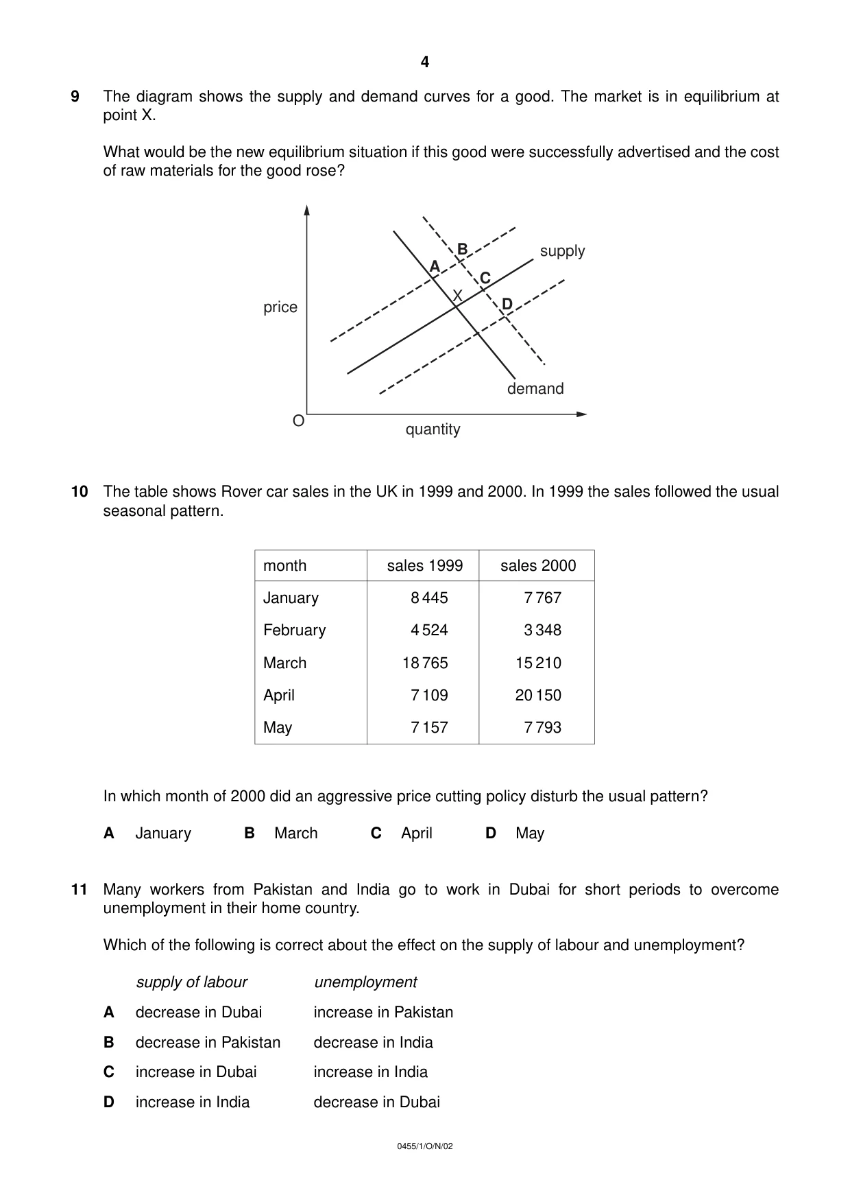 Cambridge IGCSE Economics 0455 2002 Oct/Nov Paper 1 · Variant 1 question paper, page 4 of 12