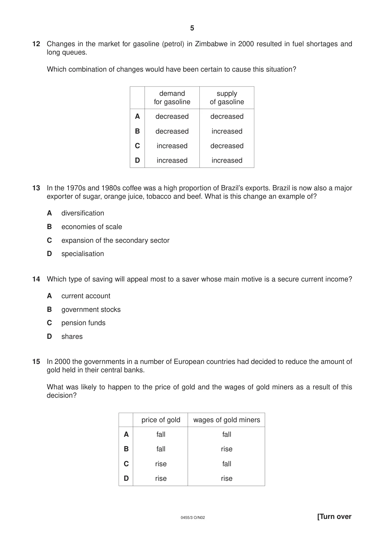 Cambridge IGCSE Economics 0455 2002 Oct/Nov Paper 3 · Variant 1 question paper, page 5 of 12