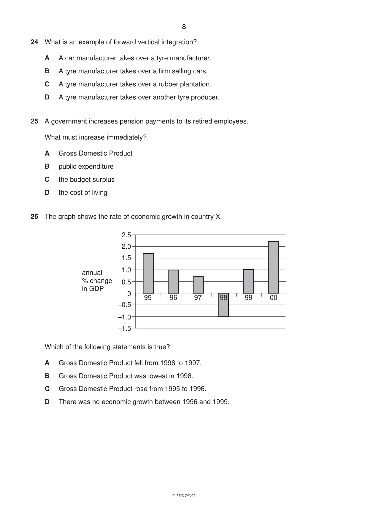 Cambridge IGCSE Economics 0455 2002 Oct/Nov Paper 3 · Variant 1 question paper, page 8 of 12