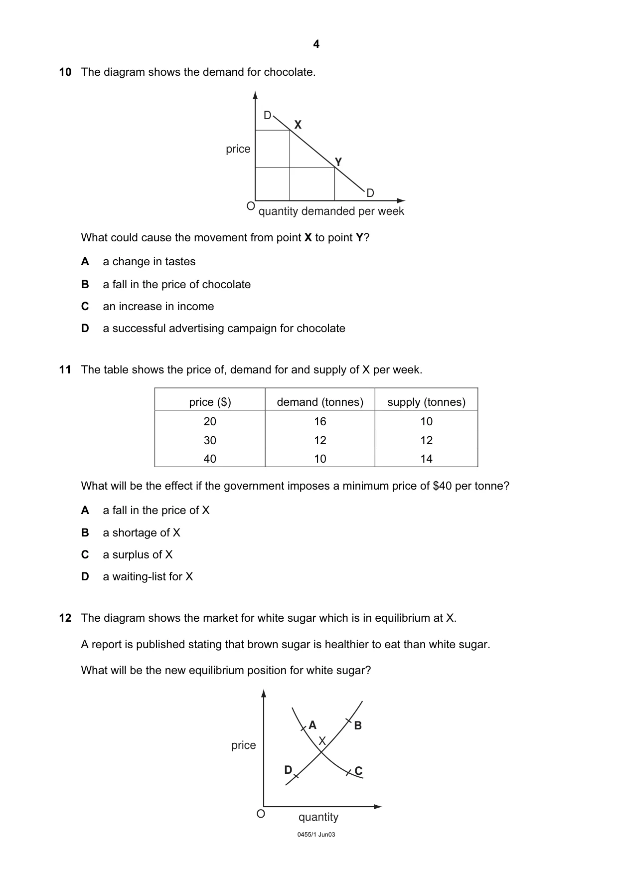 Cambridge IGCSE Economics 0455 2003 May/June Paper 1 · Variant 1 question paper, page 4 of 12