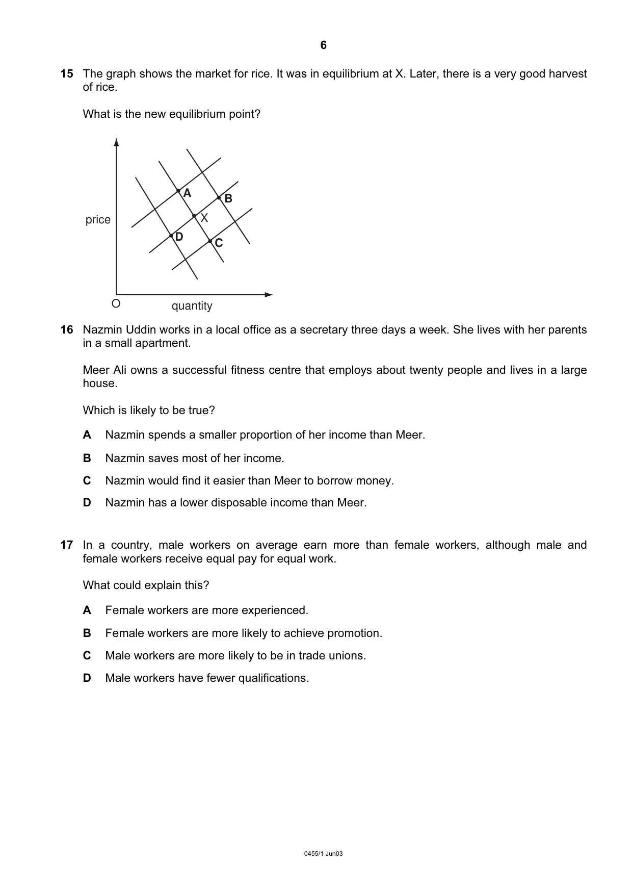 Cambridge IGCSE Economics 0455 2003 May/June Paper 1 · Variant 1 question paper, page 6 of 12