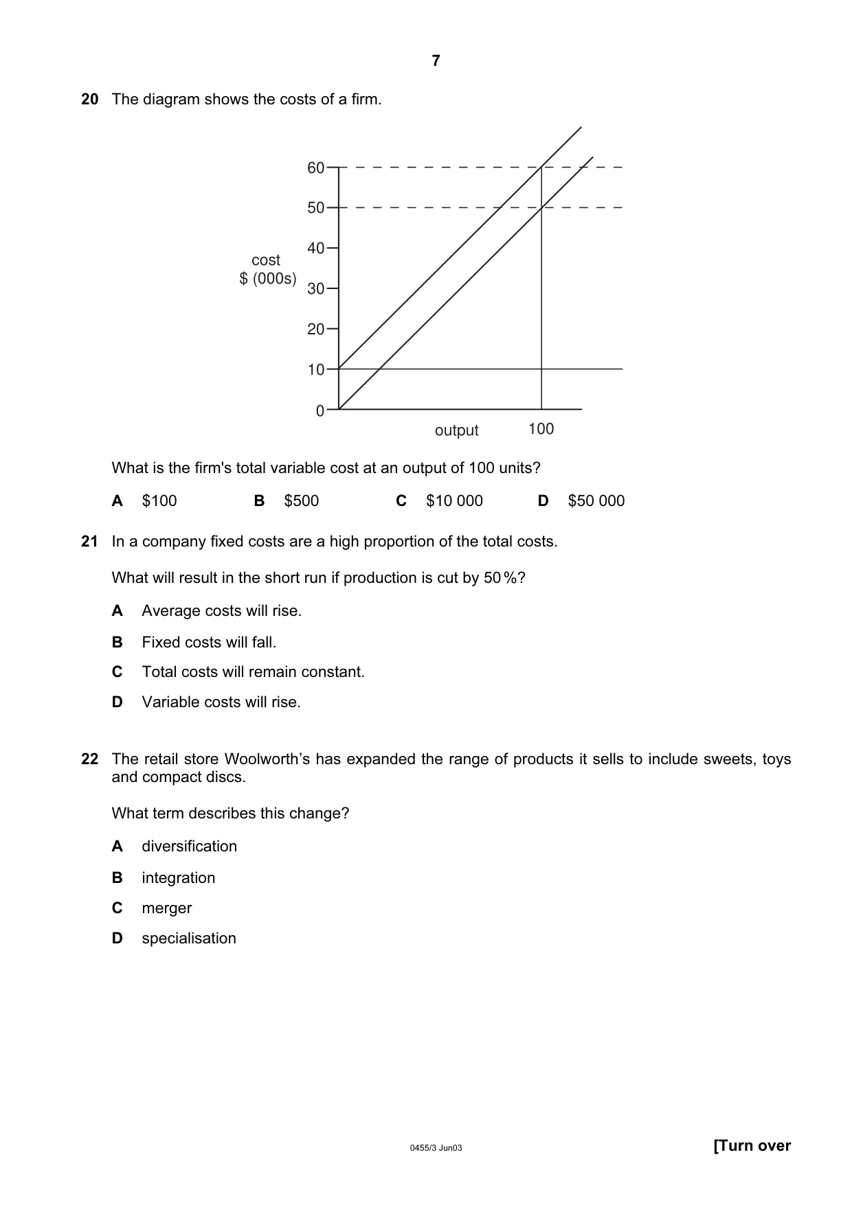 Cambridge IGCSE Economics 0455 2003 May/June Paper 3 · Variant 1 question paper, page 7 of 12