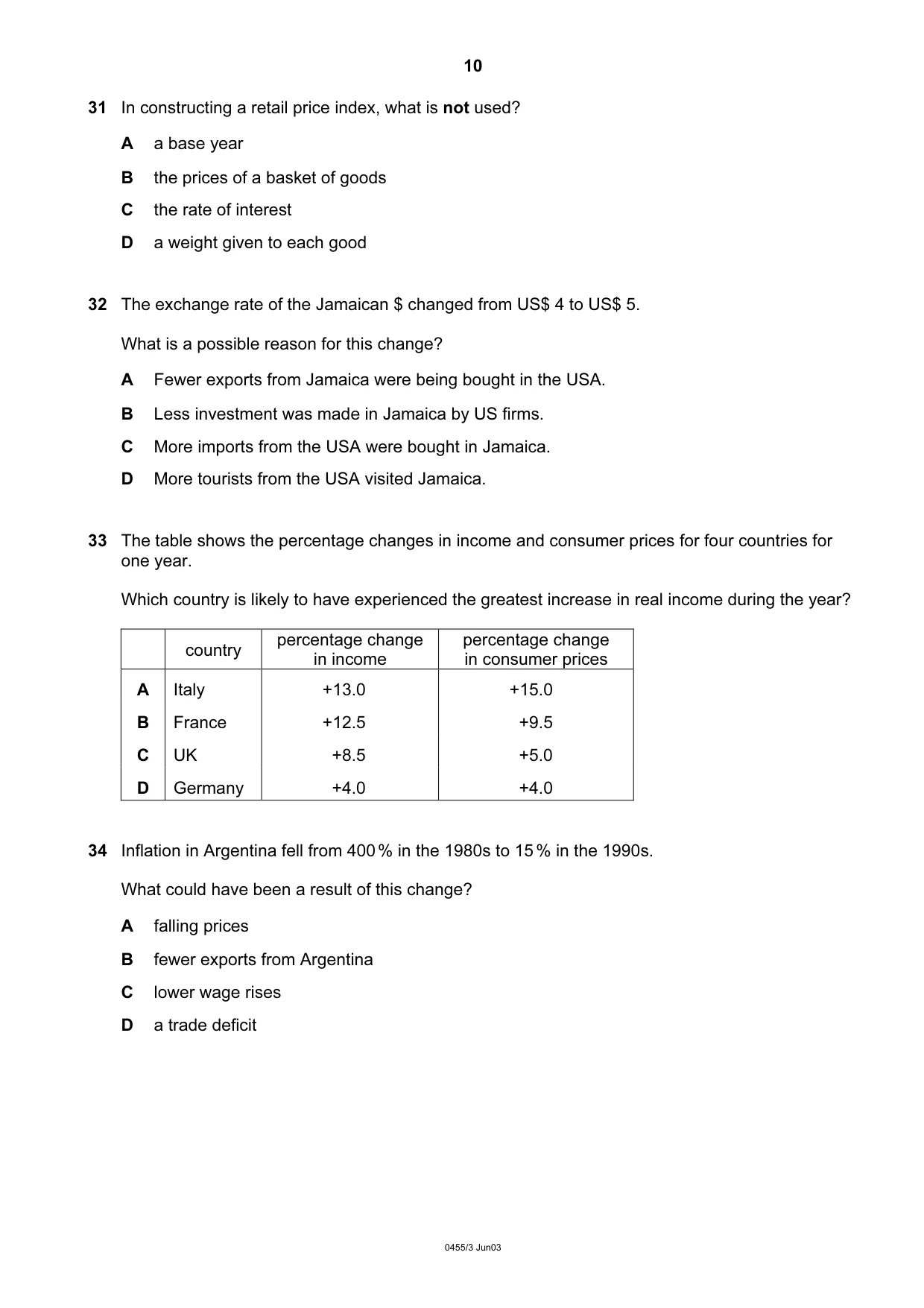 Cambridge IGCSE Economics 0455 2003 May/June Paper 3 · Variant 1 question paper, page 10 of 12